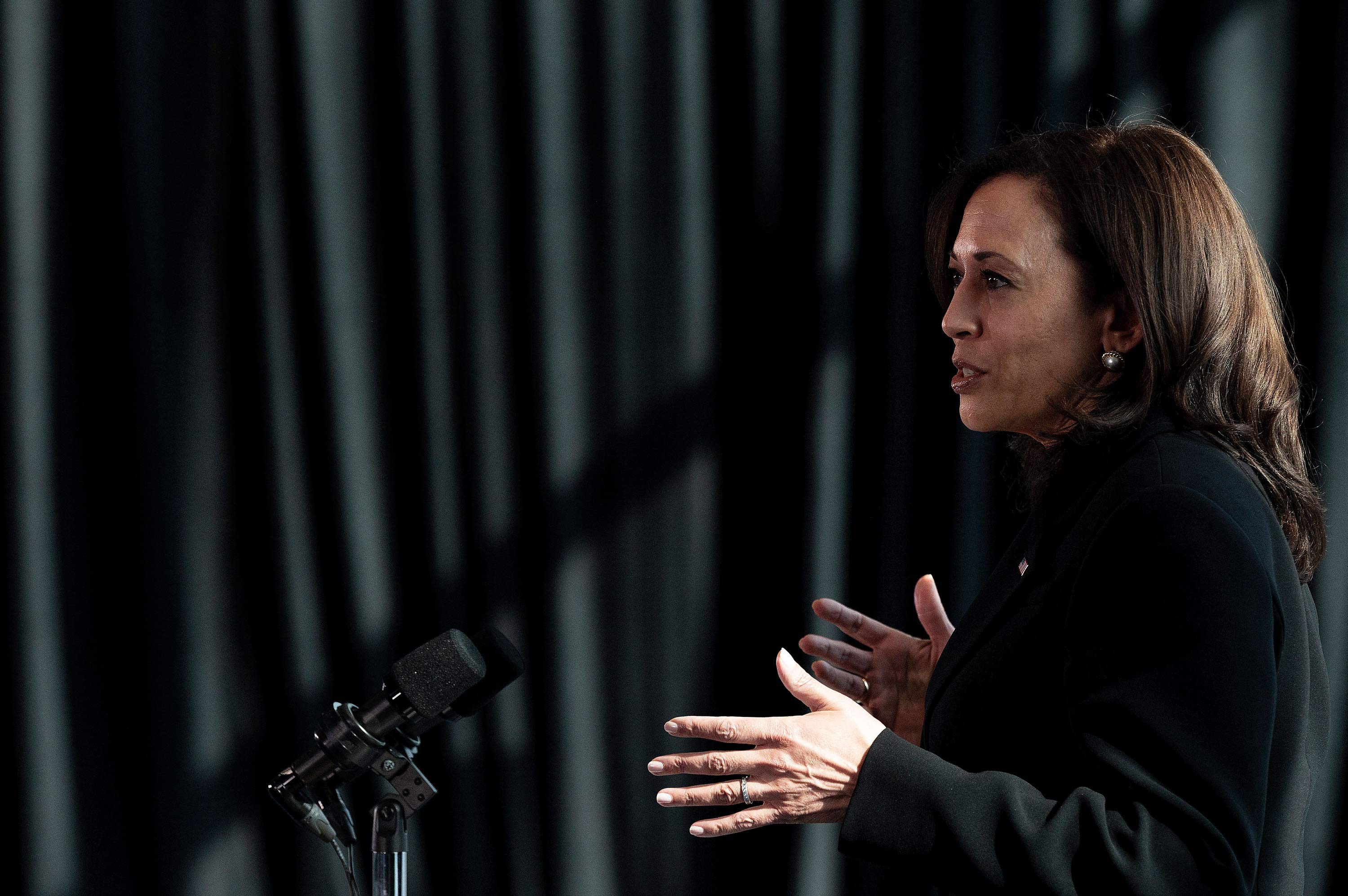 Vice President Kamala Harris speaks during a press conference at the Sofitel Mexico City Reforma in Mexico City on June 8.