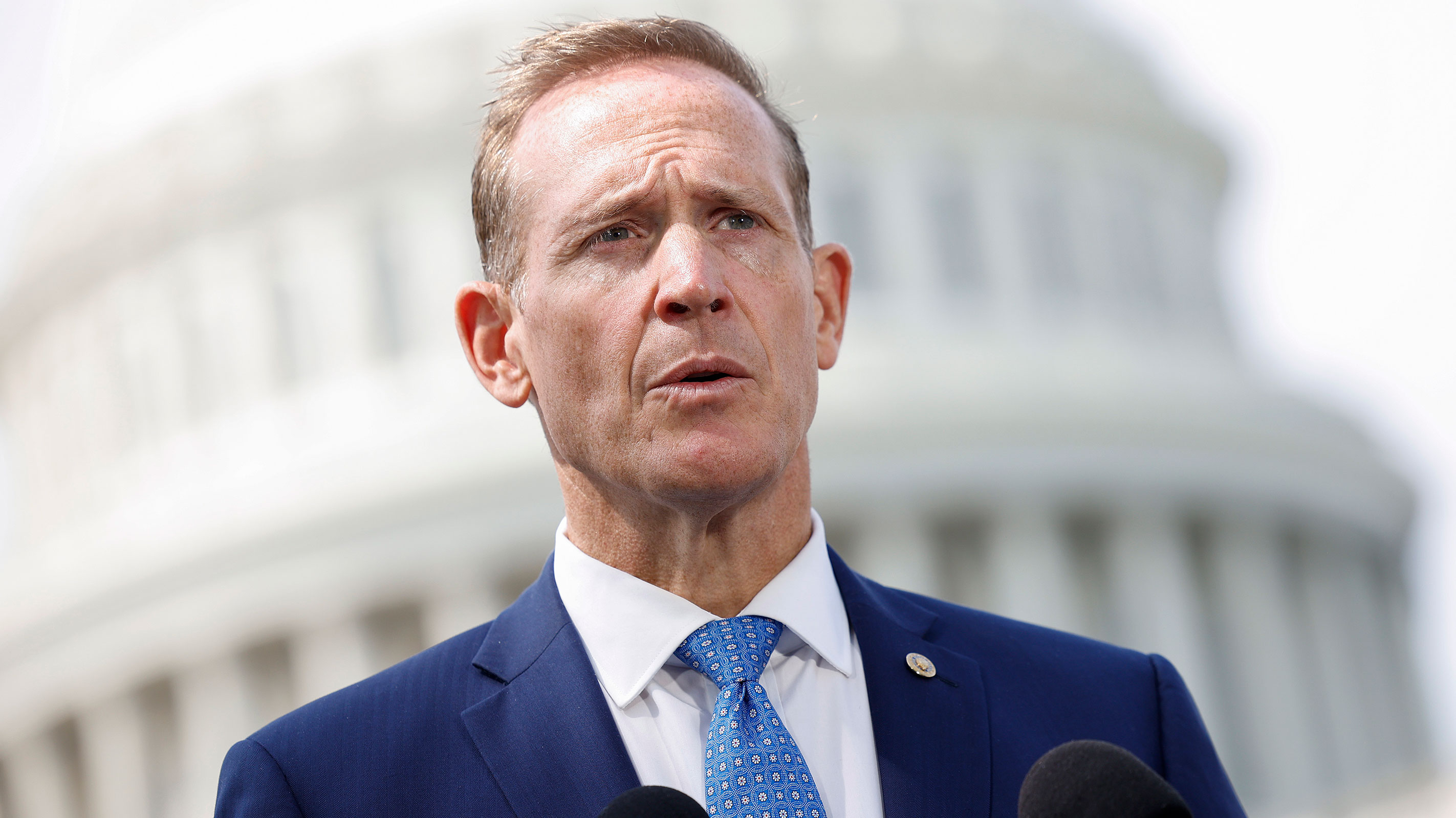 Sen. Ted Budd speaks on border security and Title 42 during a press conference at the U.S. Capitol on May 11, 2023 in Washington, DC.