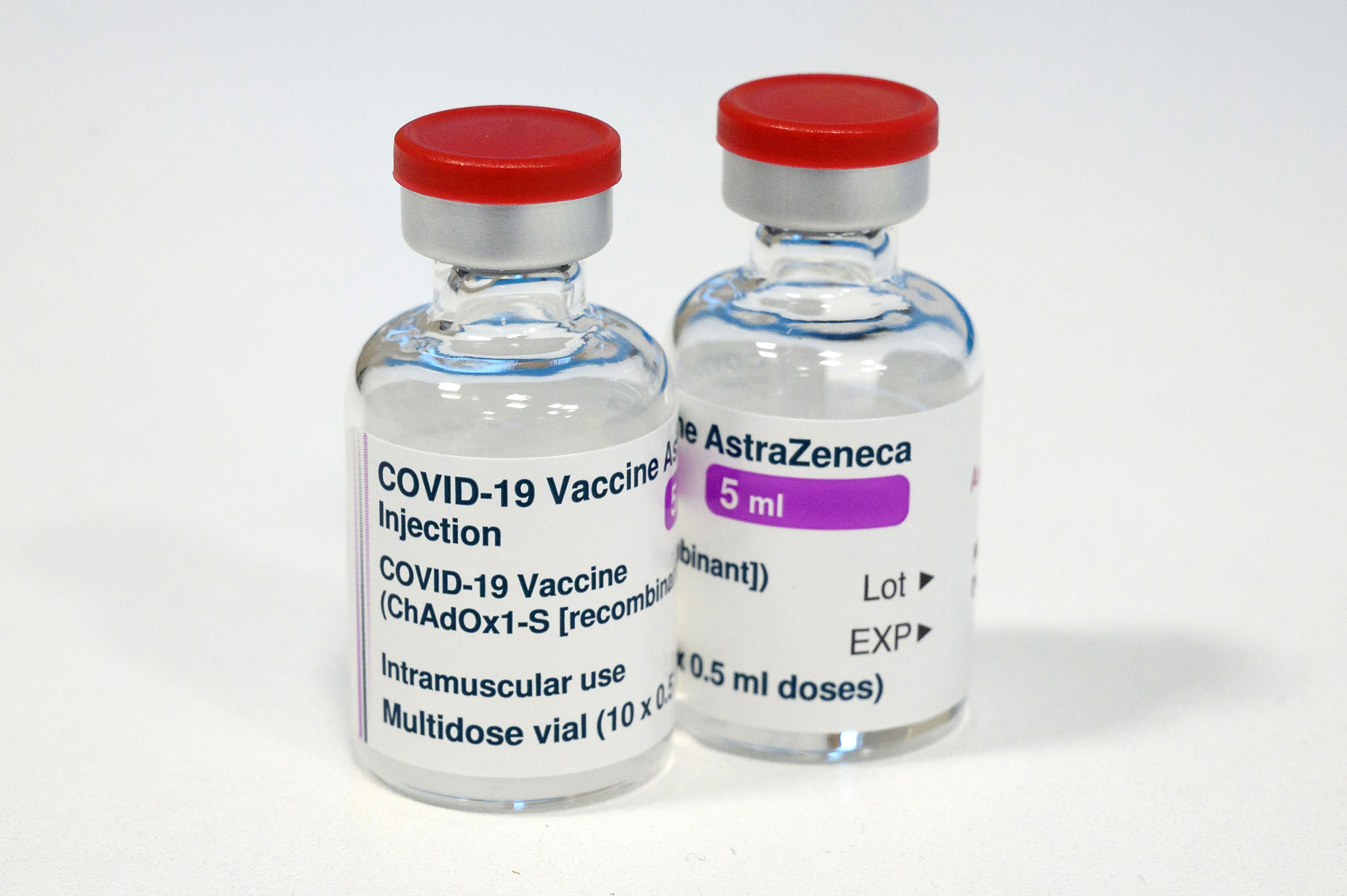Vials of the AstraZeneca Covid-19 vaccine in London on January 7.