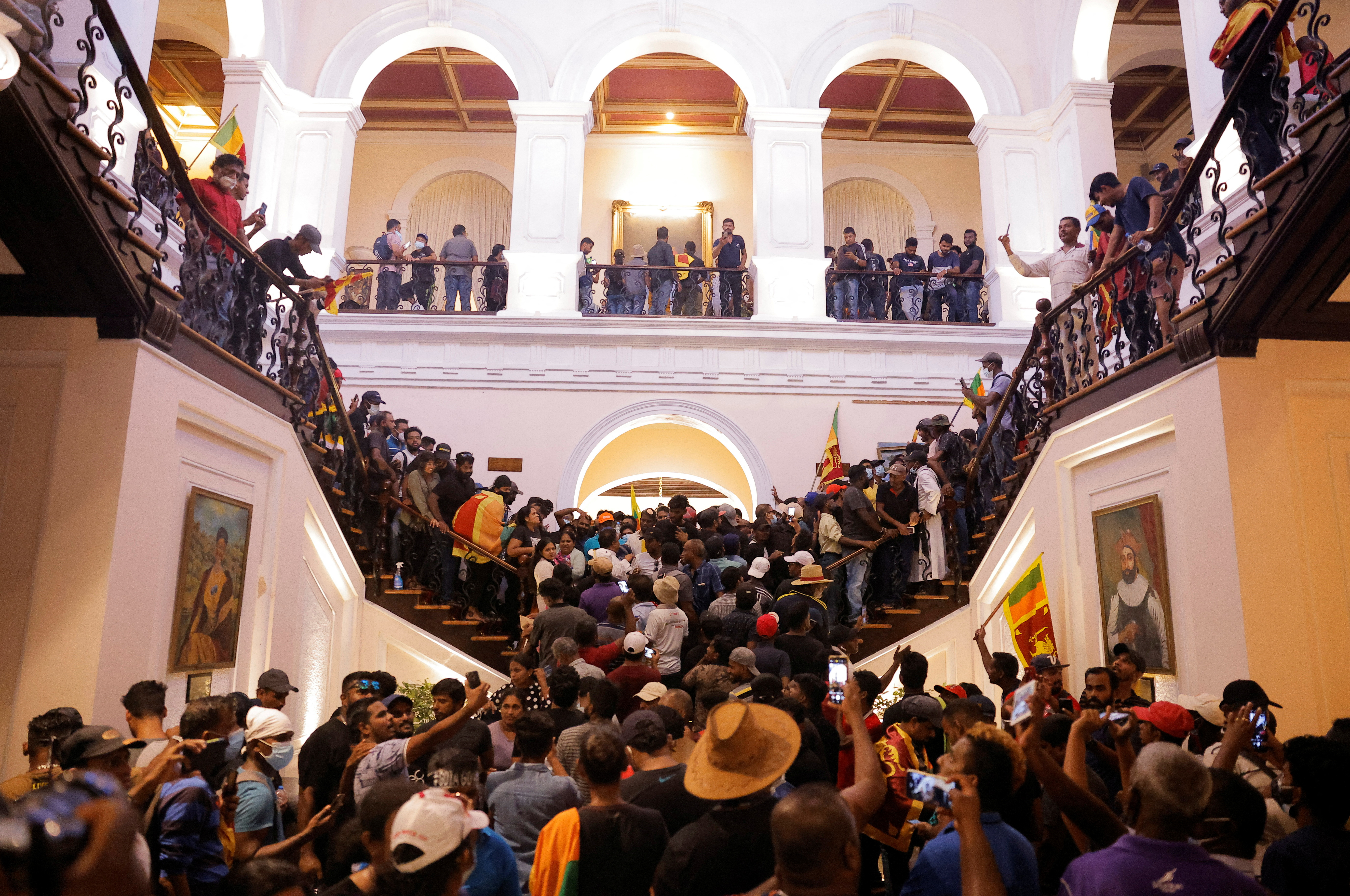 Demonstrators protest inside President Gotabaya Rajapaksa residence in Colombo, Sri Lanka on July 9. 