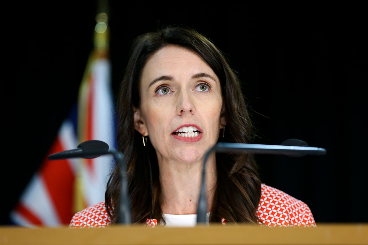 Prime Minister Jacinda Ardern speaks at a news conference in Wellington, New Zealand on January 26.