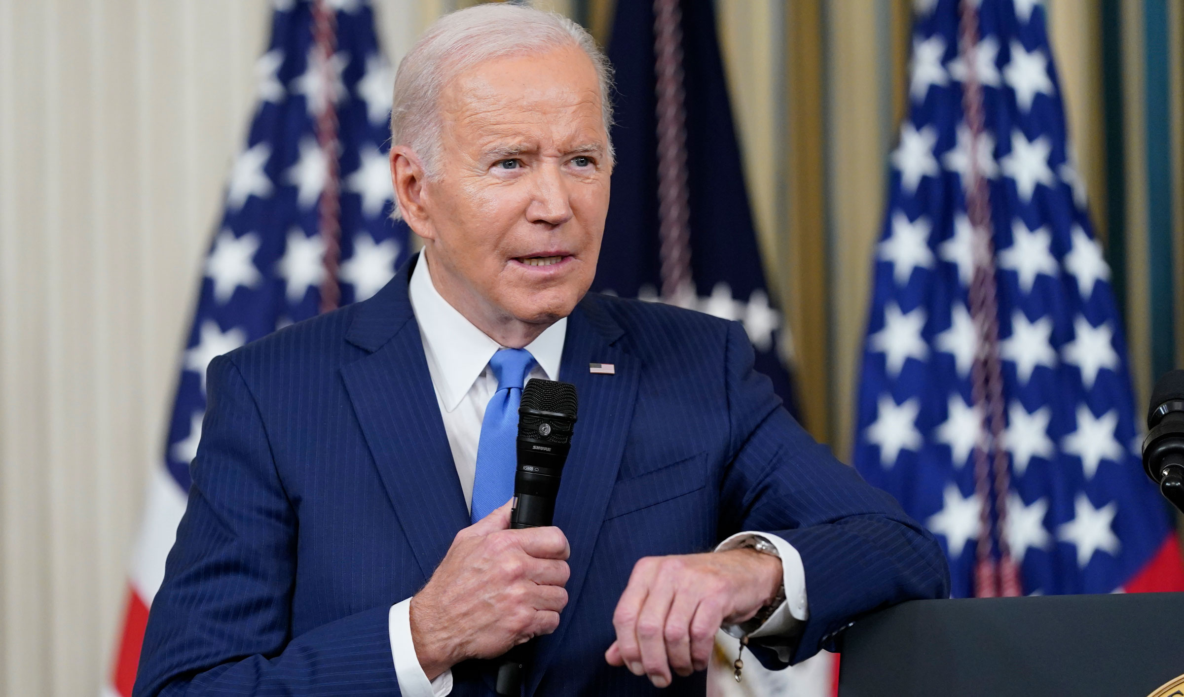 President Joe Biden answers questions from reporters on Wednesday.
