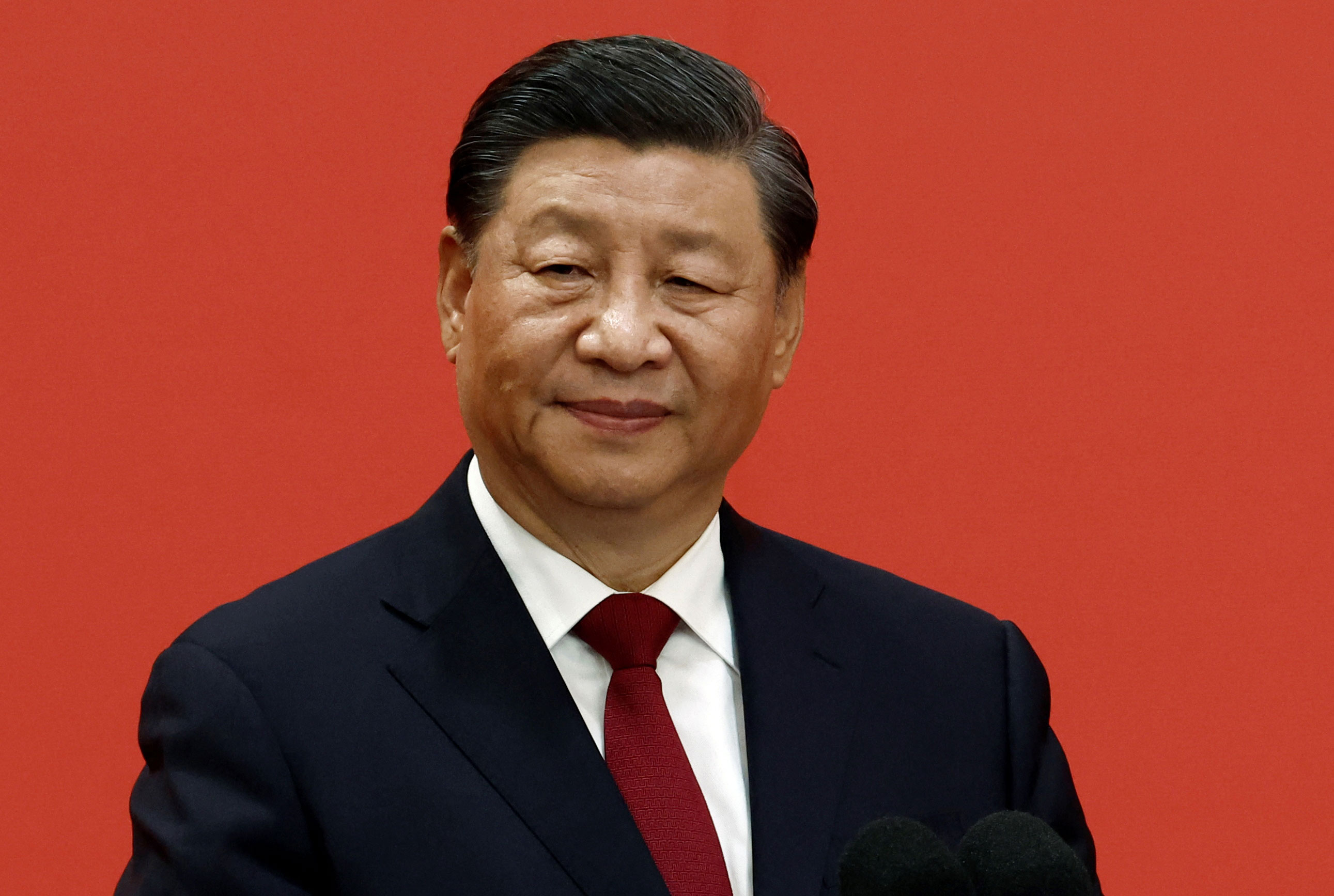 China's leader Xi Jinping meets the media in Beijing on October 23, 2022. 