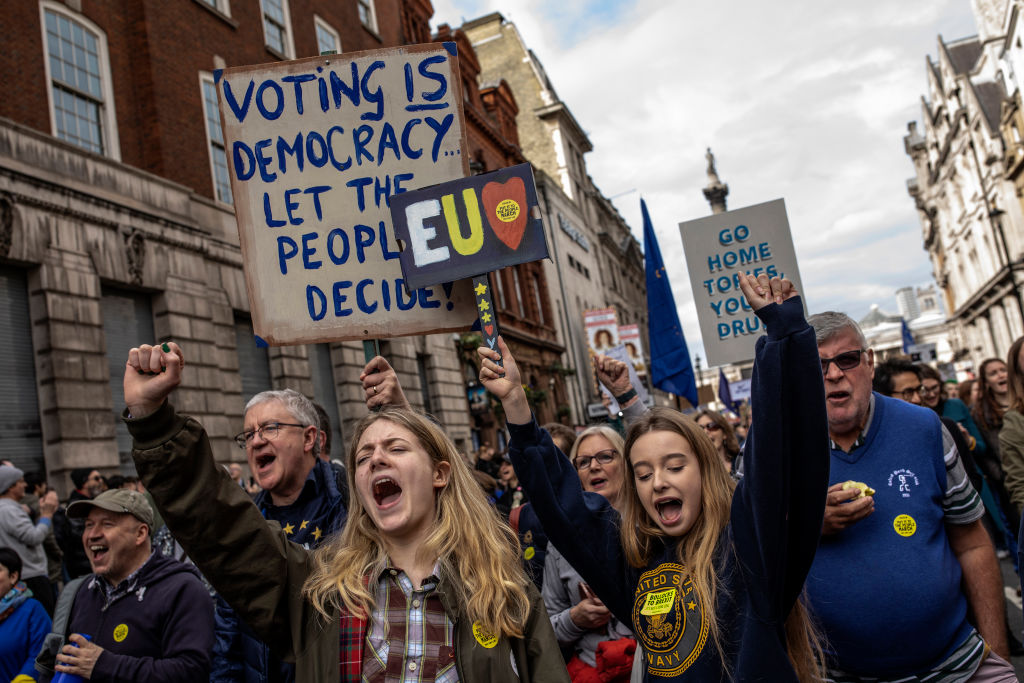 Hundreds of thousands march through London on Saturday demanding a second referendum, which will be among the amendments put to the Speaker of the House later. 