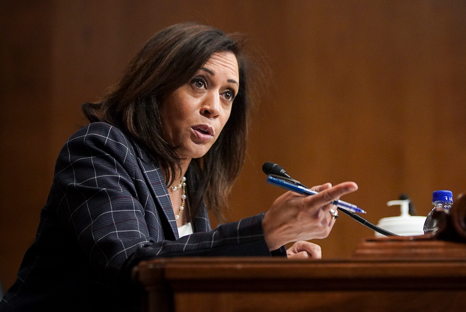 Kamala Harris speaks at a hearing of the Homeland Security Committee on June 25, in Washington, DC. 