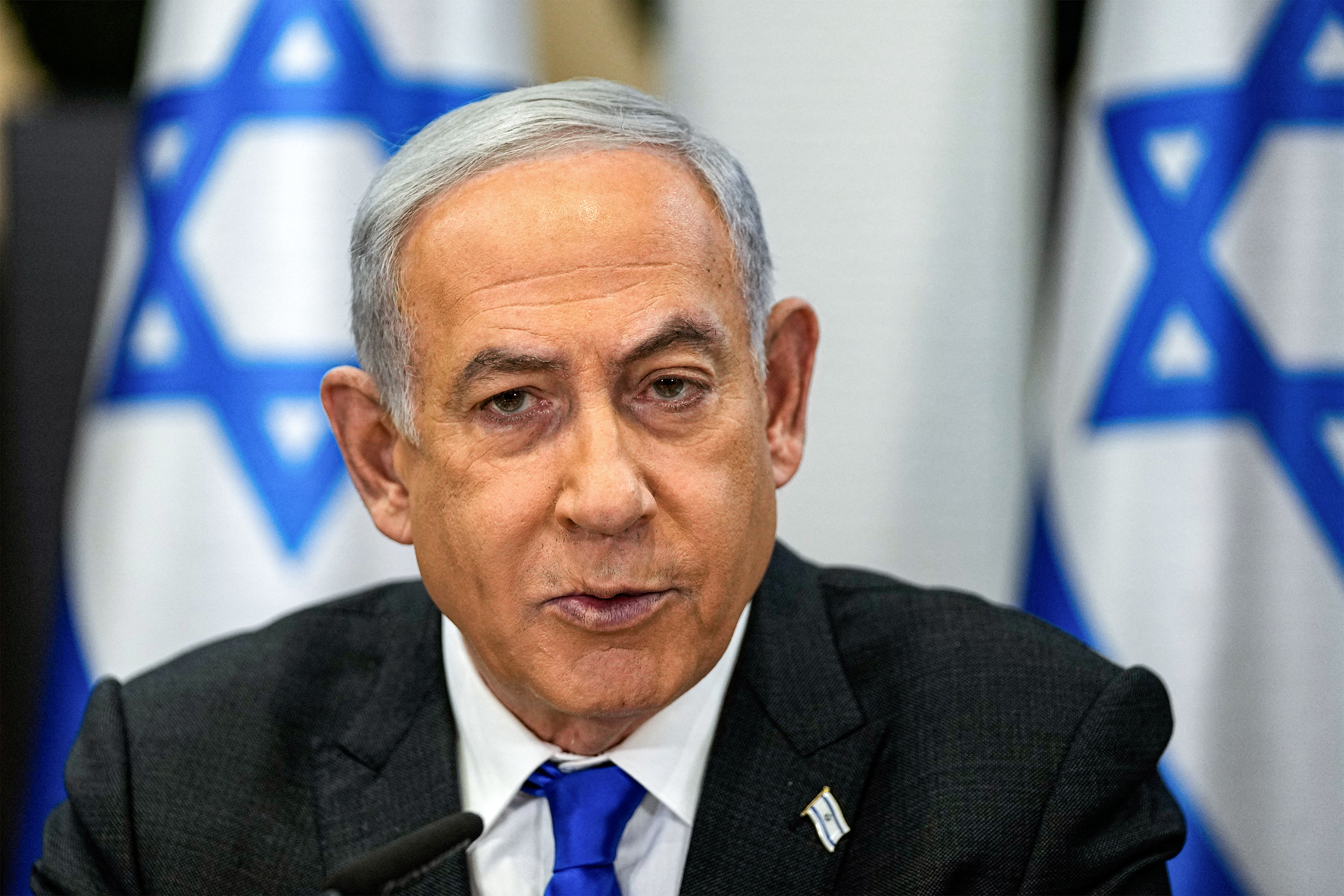 Israeli Prime Minister Benjamin Netanyahu chairs a cabinet meeting at the Kirya military base, which houses the Israeli Ministry of Defence, in Tel Aviv on December 24.