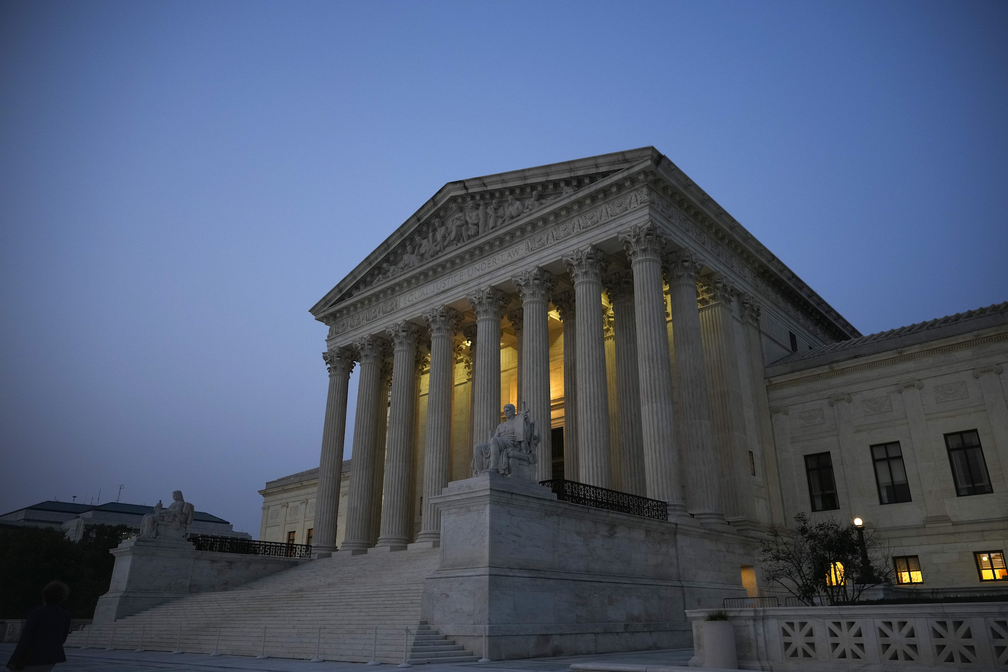 The US Supreme Court is seen at dusk in Washington, DC, on June 28, 2023.