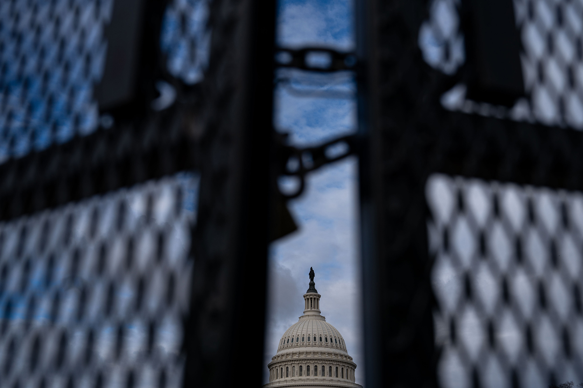 Fencing surrounds the U.S. Capitol in Washington on March 7, in advance of the state of the union address. 