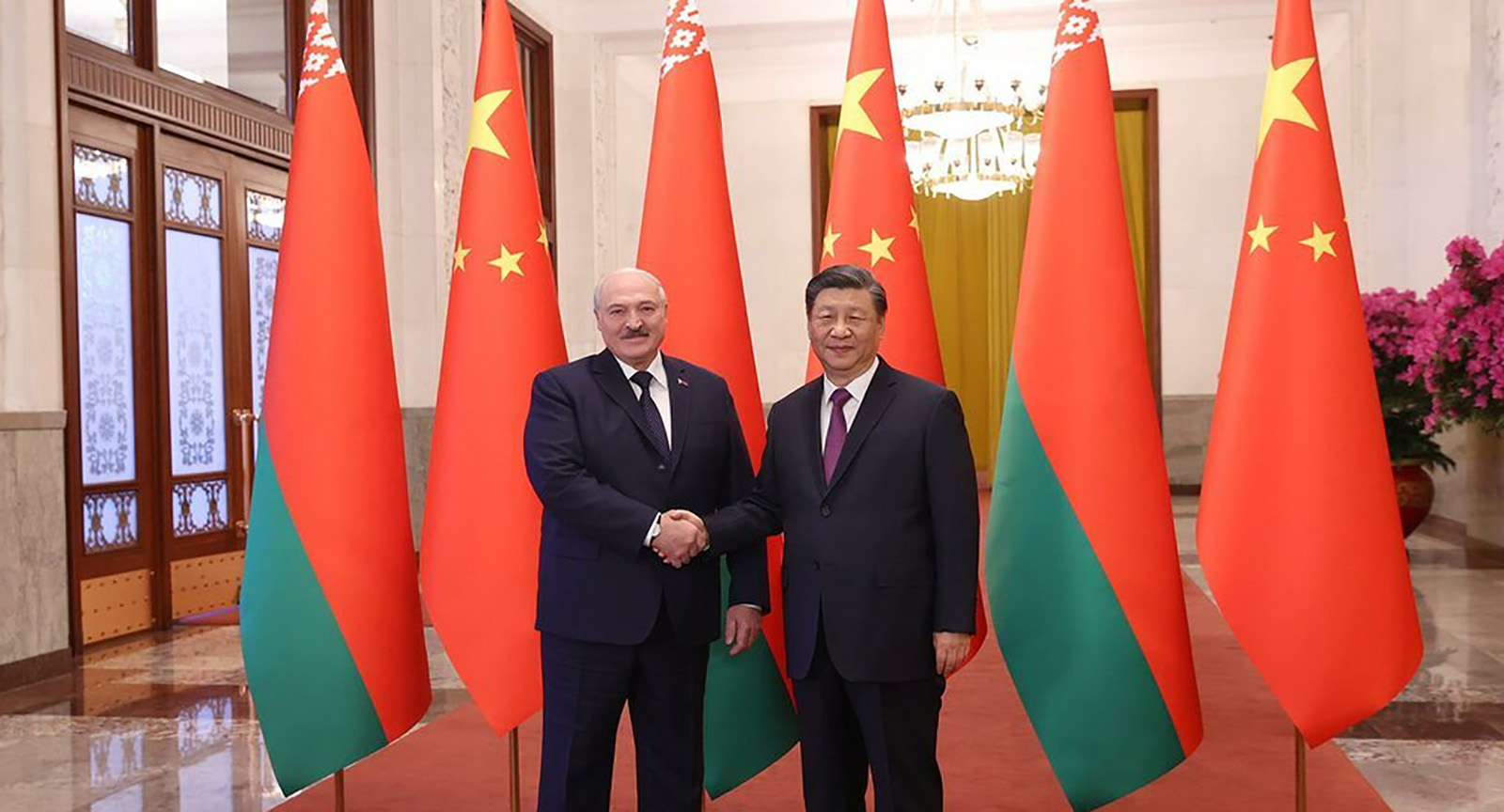 Belarus’ President Alexander Lukashenko, left, meets with Chinese counterpart Xi Jinping in Beijing, China, on March 1.