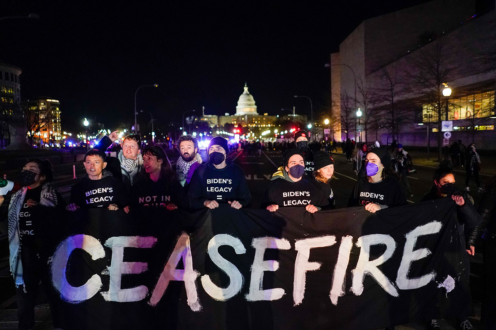 Demonstrators with Jewish Voice for Peace attempt to block President Joe Biden's motorcade route during a Pro-Palestinian protest near the U.S. Capitol on March 7, in Washington, DC.