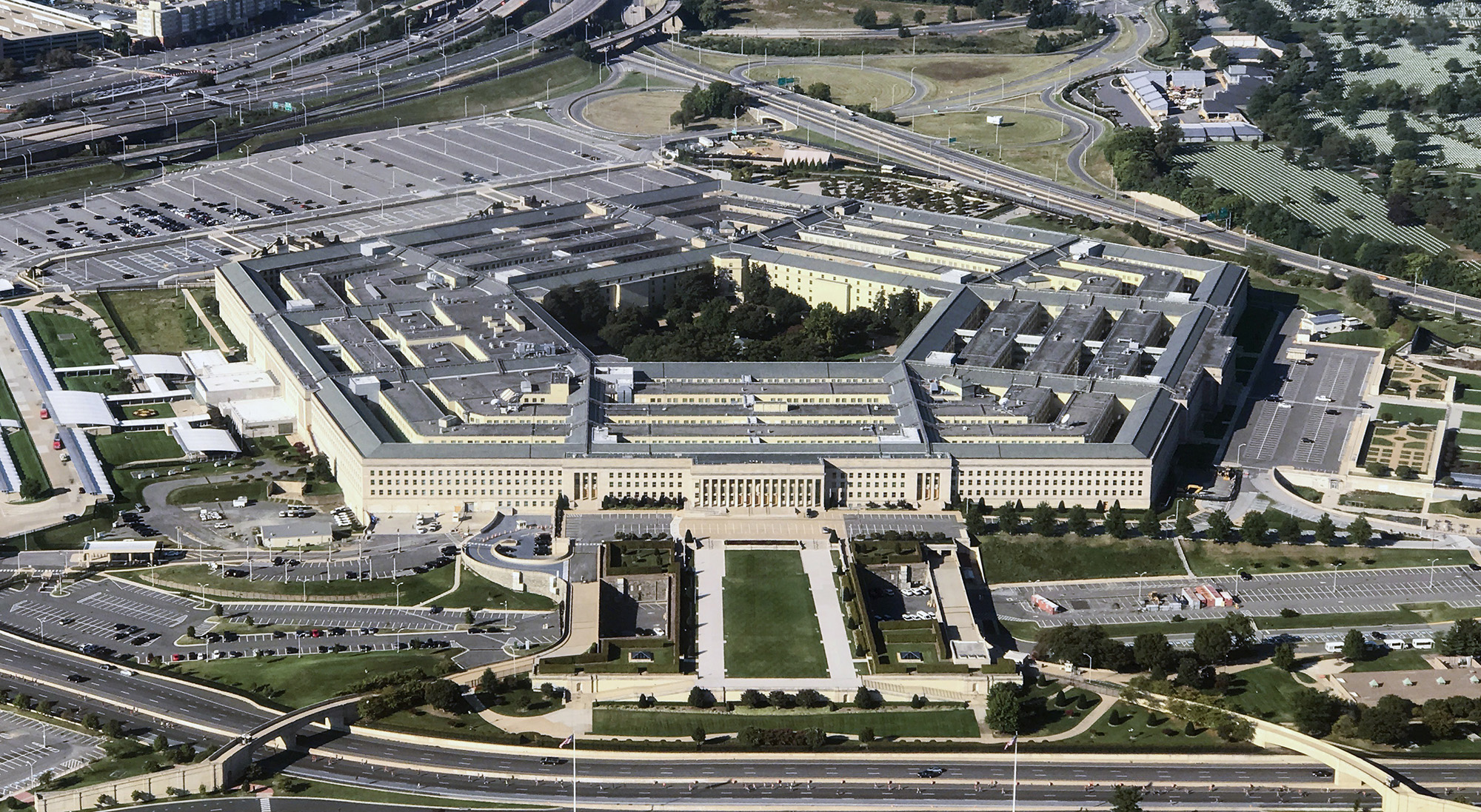 Aerial view of the Pentagon building in Arlington, Virginia, on September 24, 2017.