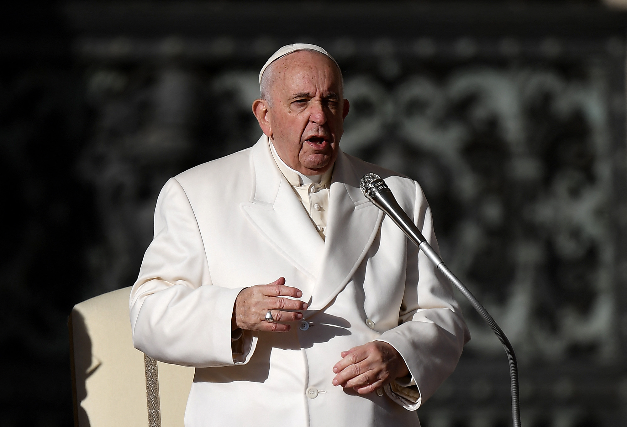 Pope Francis leads his weekly general audience at St.Peter's square in the Vatican on November 23.