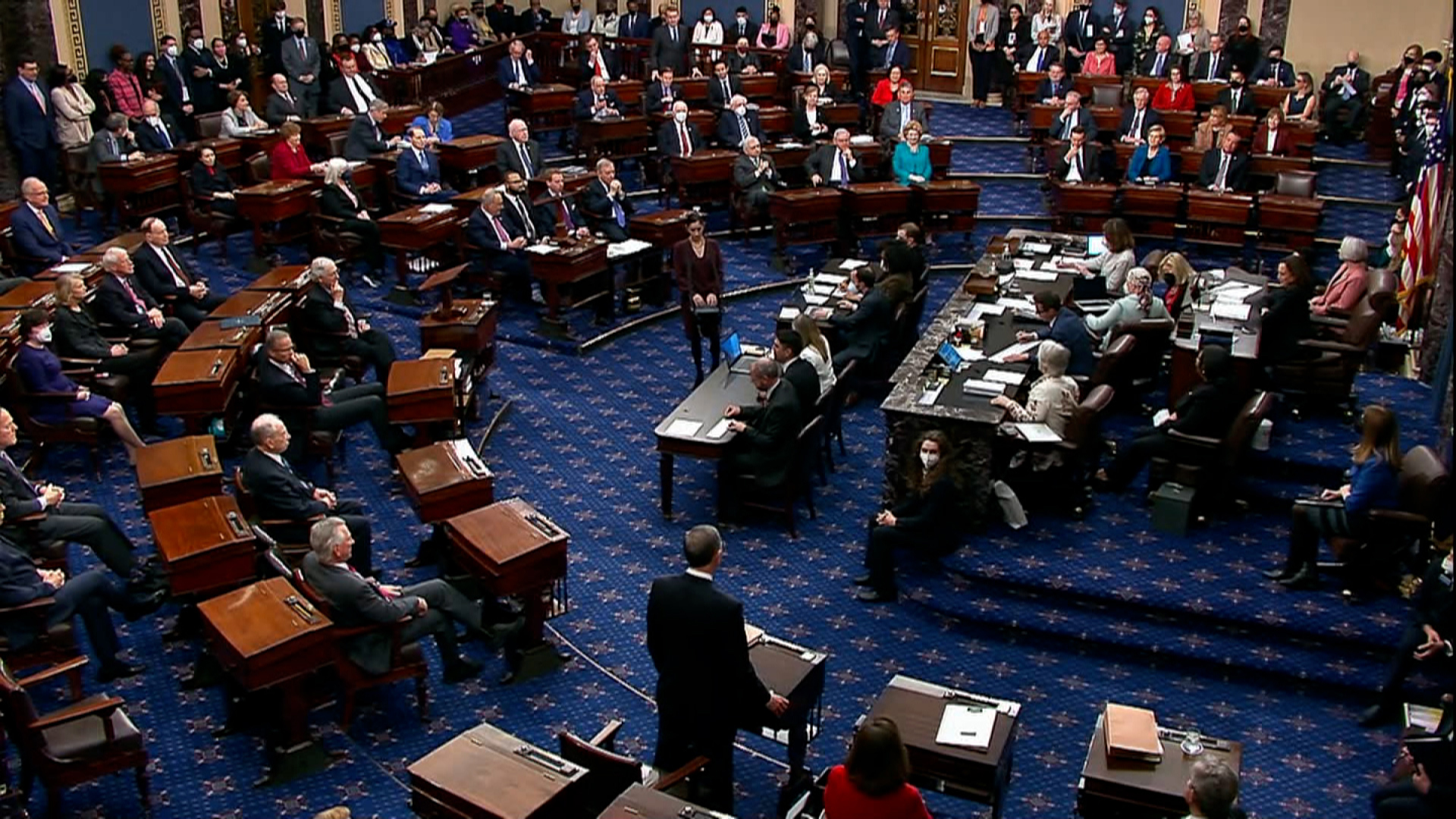 A view of the Senate floor during the final vote to confirm nominee Judge Ketanji Brown Jackson to the Supreme Court. 