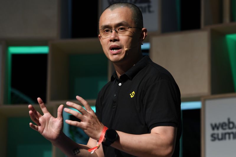 Changpeng Zhao, chief executive officer of Binance Holdings Ltd., speaks during a session at the Web Summit in Lisbon, Portugal, on Wednesday, Nov. 2.