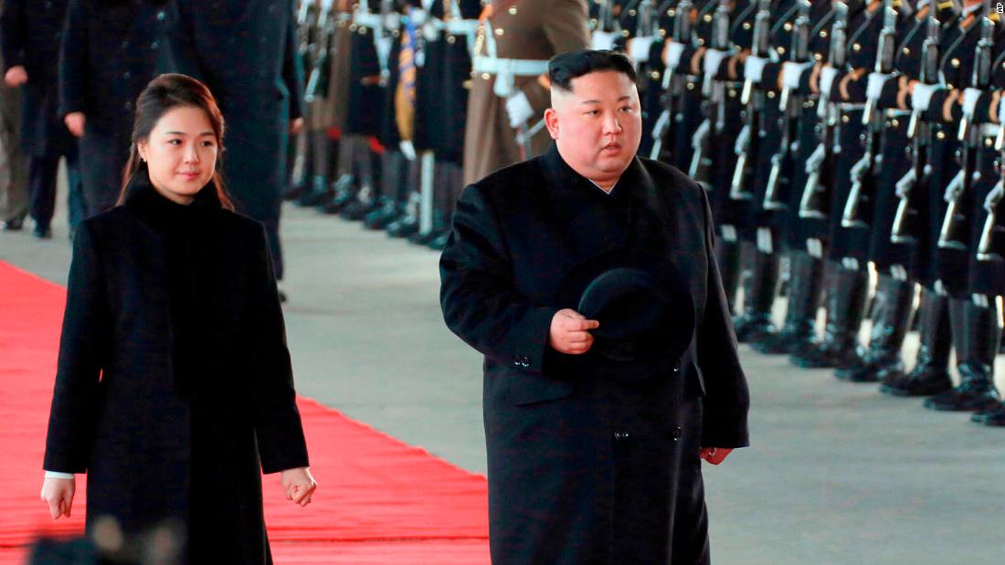 North Korean leader Kim Jong Un and his wife seen during a visit to Beijing in January. 