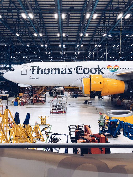 The Manchester hangar, where Thomas Cook aircraft were parked.
