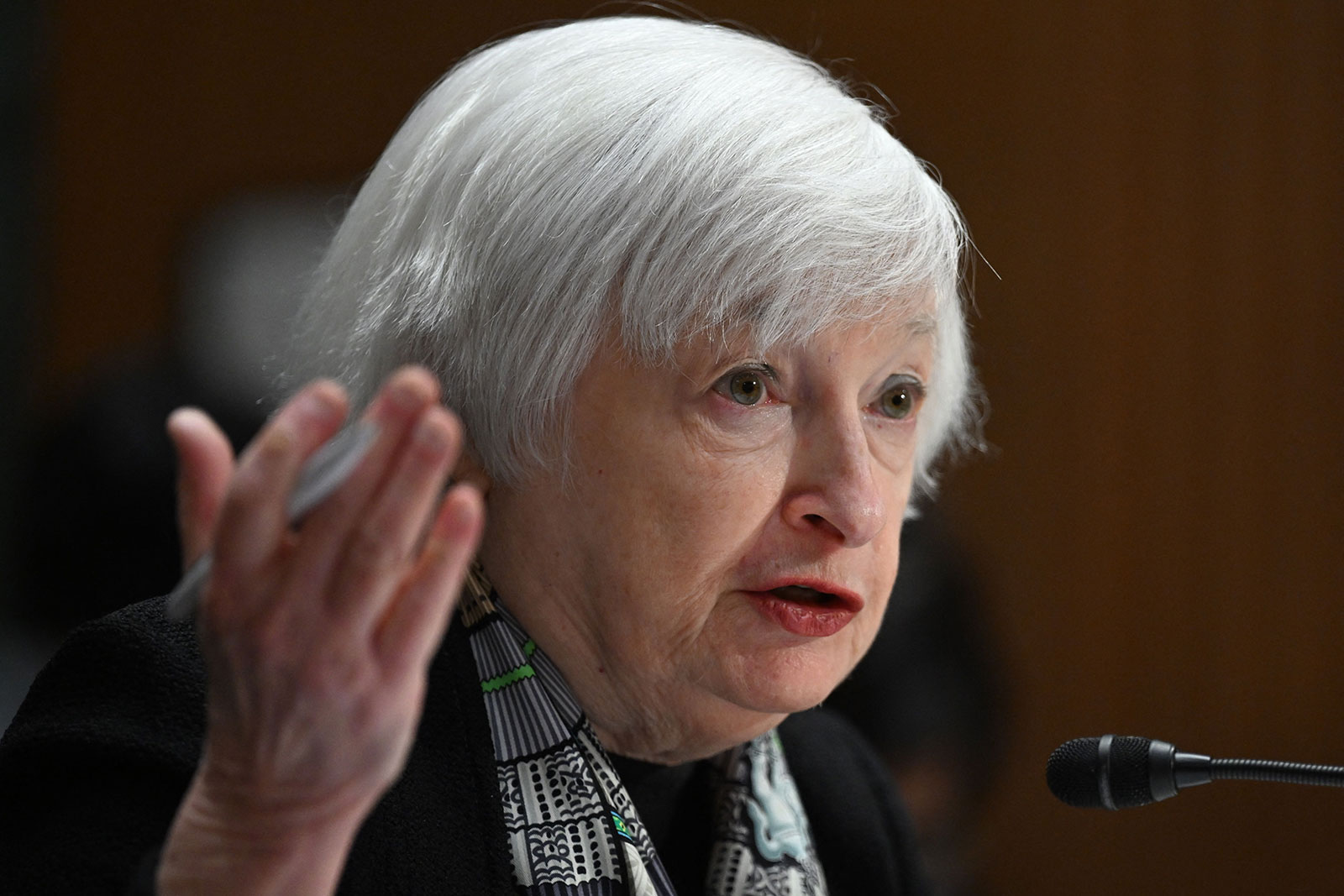 US Treasury Secretary Janet Yellen testifies before the Senate Finance Committee on March 16.