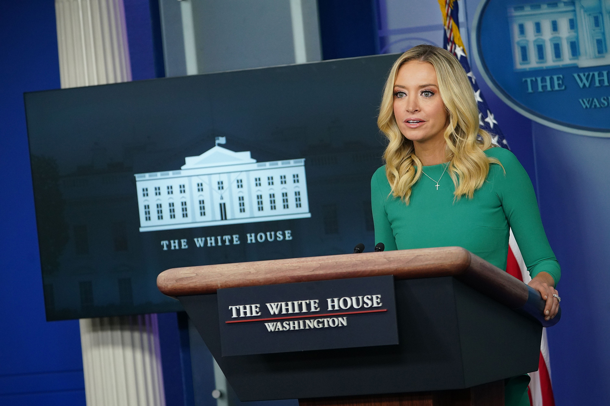 White House Press Secretary Kayleigh McEnany speaks during a press briefing at the White House in Washington DC, on November 20. 