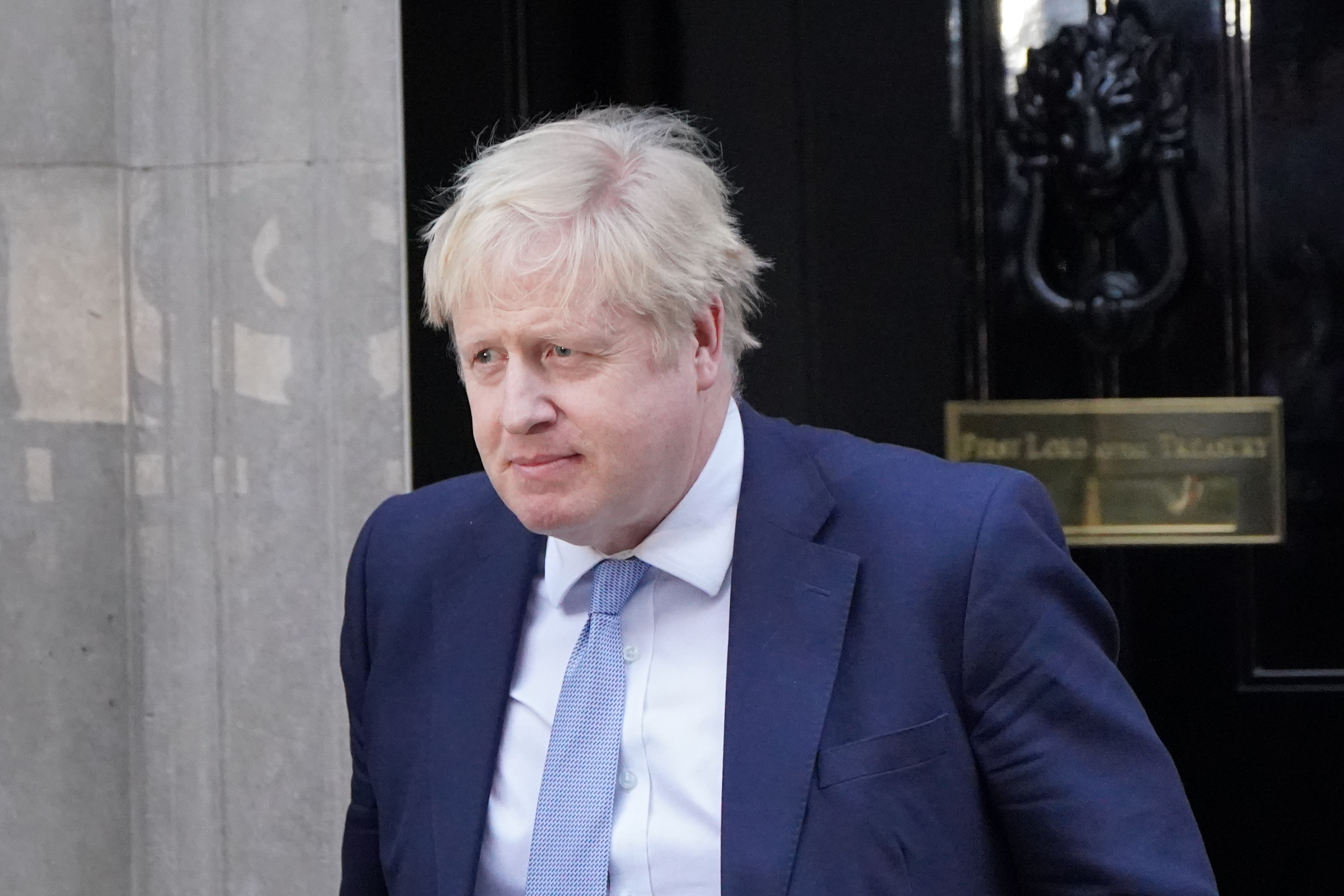 Prime Minister Boris Johnson leaves 10 Downing Street, Westminster, for the House of Commons, where he will make a statement to MPs on the Sue Gray report after she provided an update on her investigations earlier today, January 31.