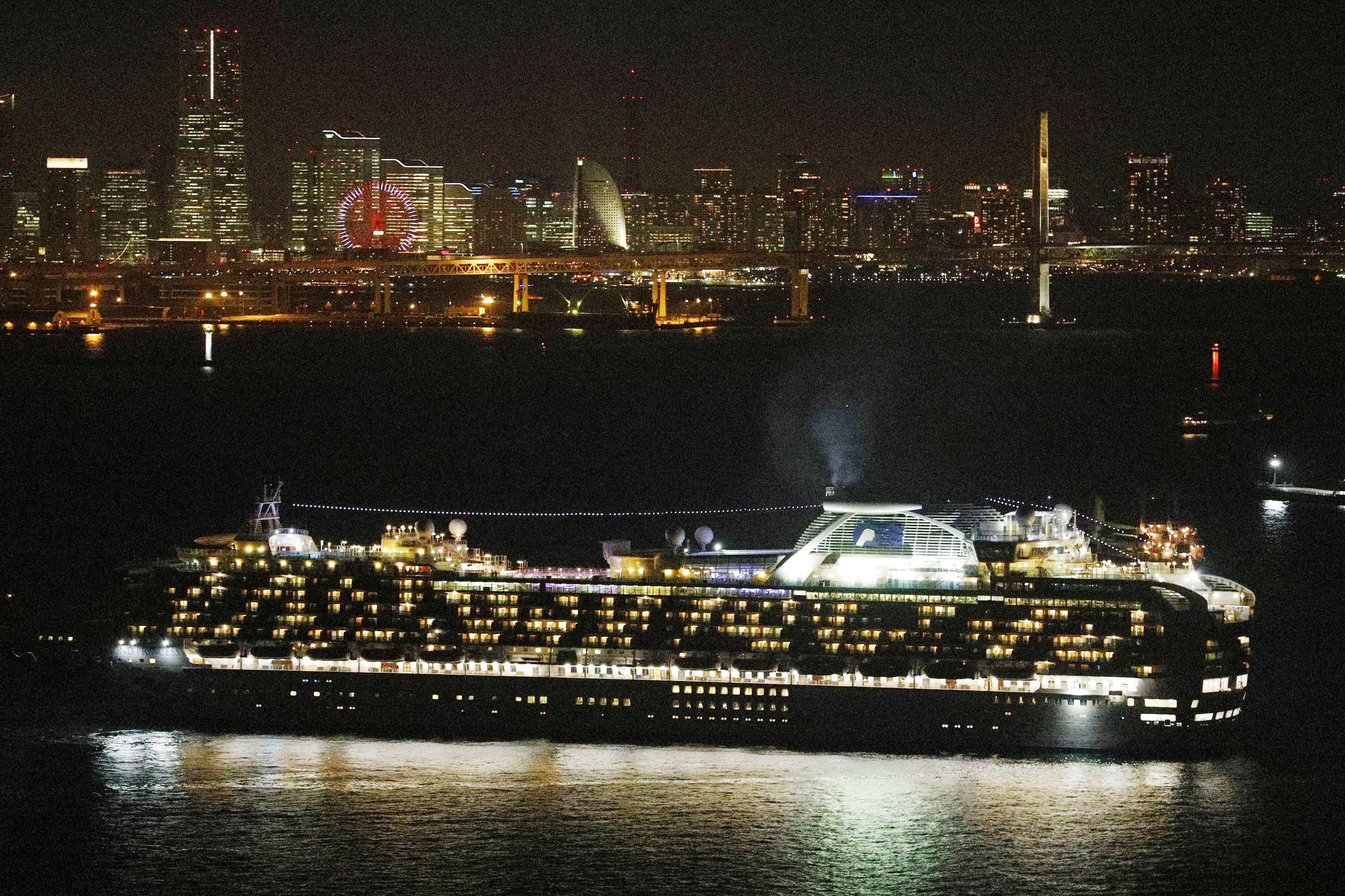 Cruise ship Diamond Princess sits anchored off the Yokohama Port, Japan, upon its arrival on Monday, February 3.