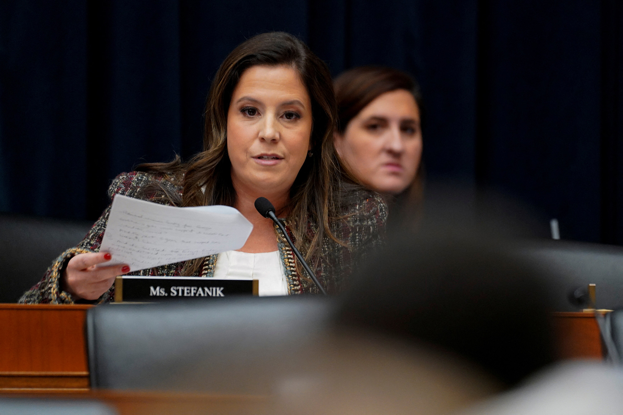 U.S. Representative Elise Stefanik (R-NY) speaks during a House Education and The Workforce Committee hearing titled "Holding Campus Leaders Accountable and Confronting Antisemitism" on Capitol Hill in Washington, on December 5.