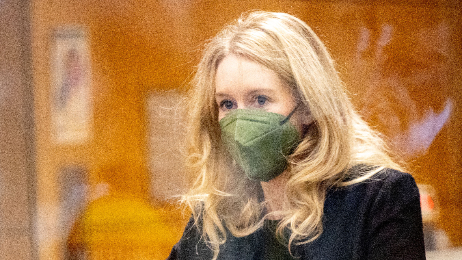 Elizabeth Holmes after going through security during her trial at the Robert F. Peckham Federal Building November 23, 2021 in San Jose, California.