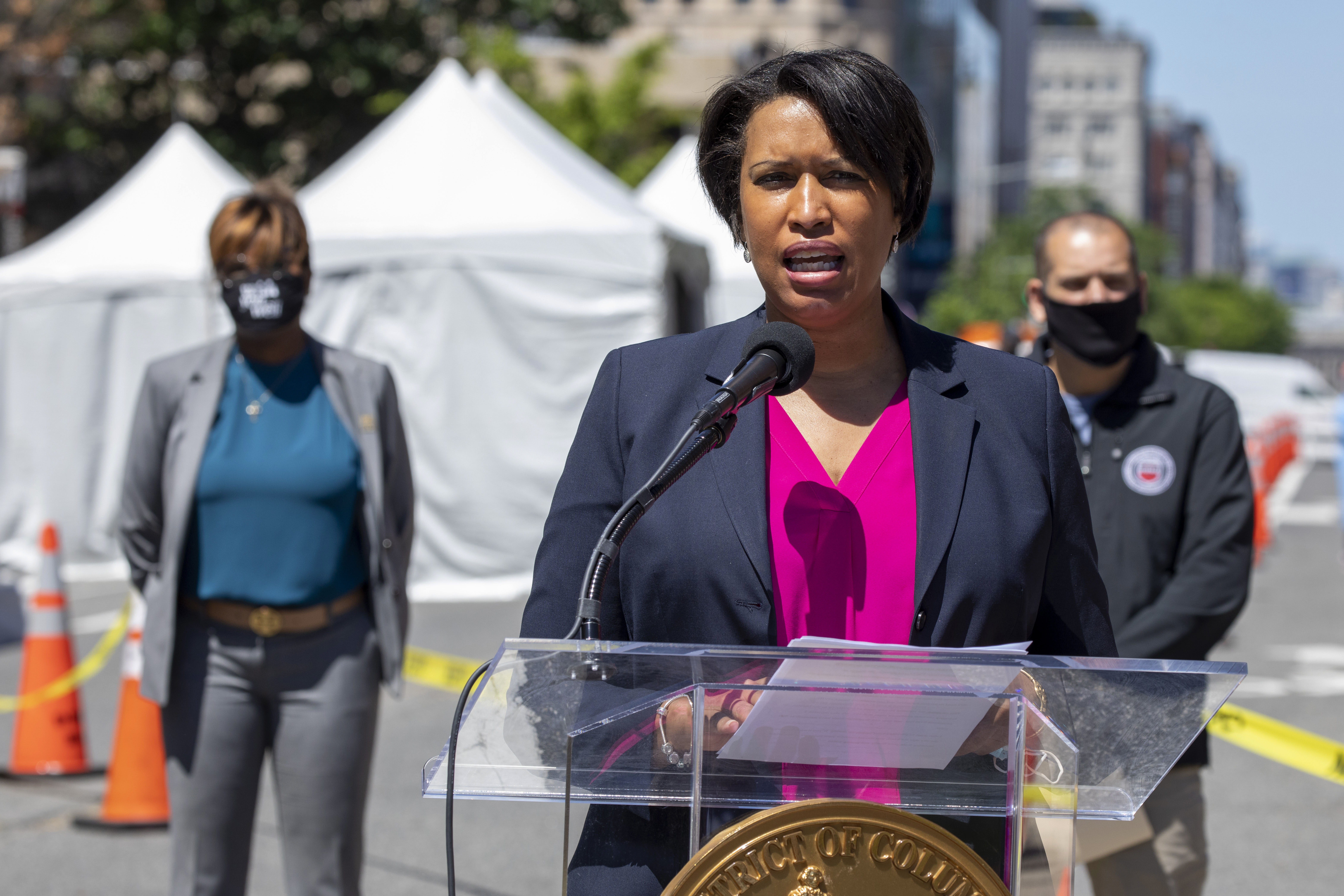 DC Mayor Muriel Bowser speaks during a news conference in Washington on June 1.