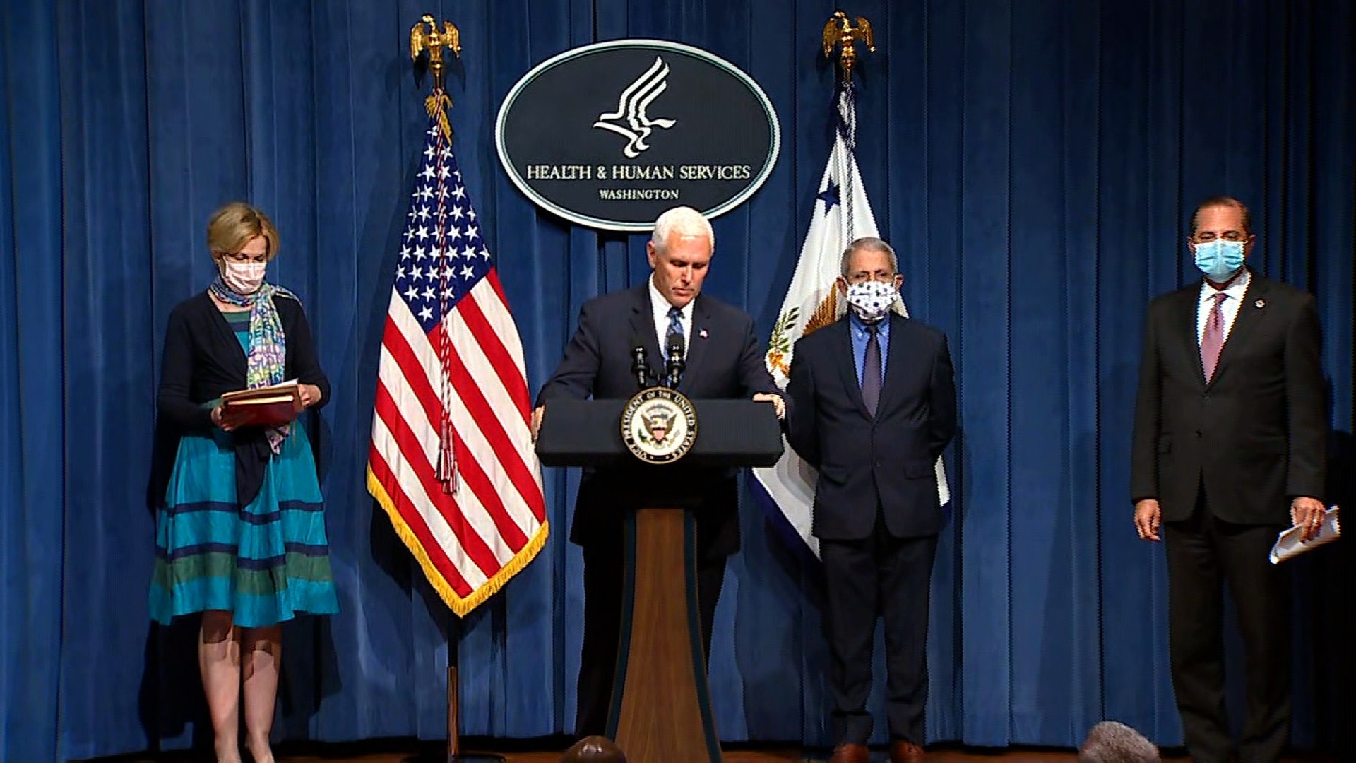 Members of the coronavirus task force hold a briefing in Washington, DC, on June 26.