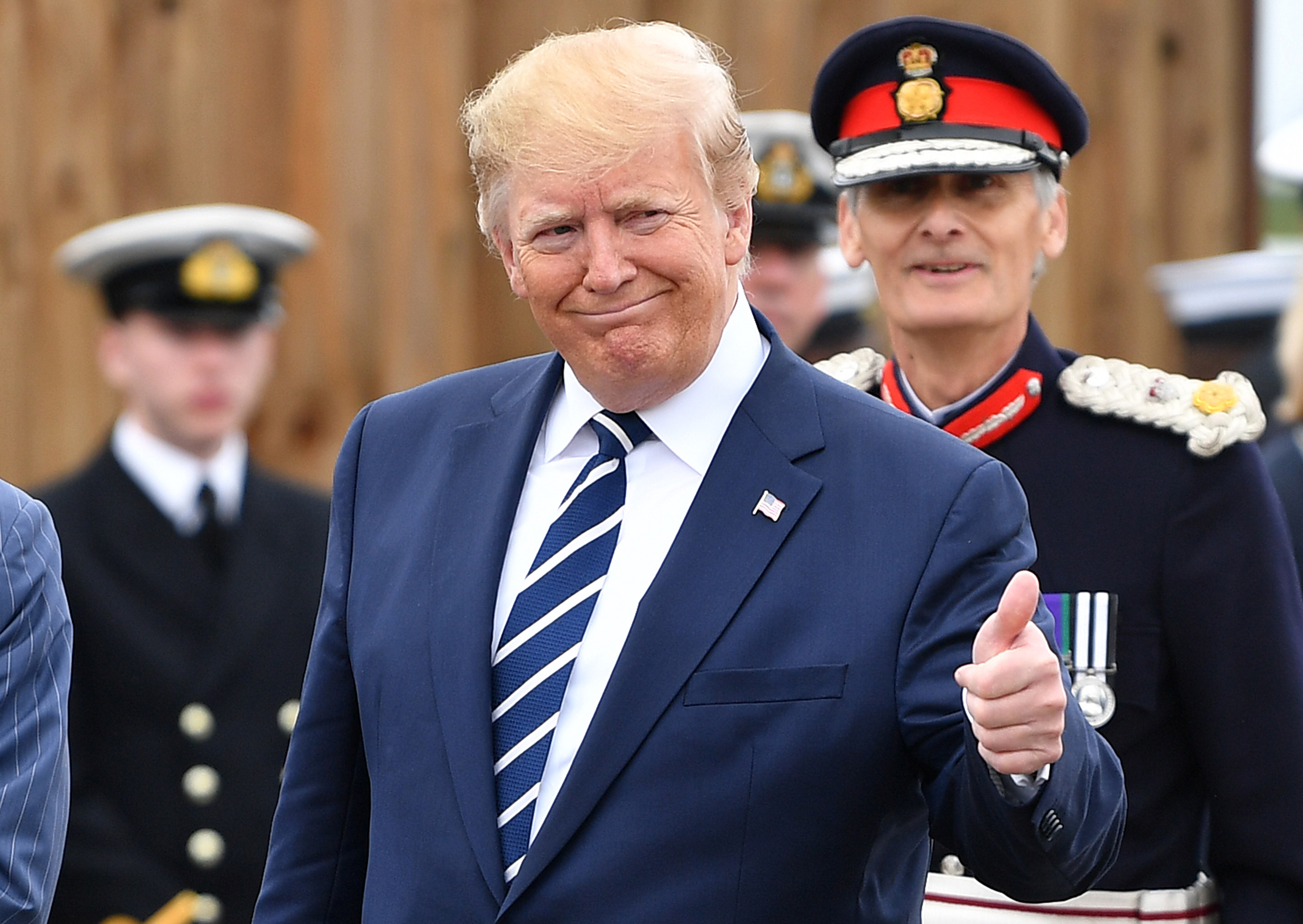 President Trump attends an event to commemorate the 75th anniversary of the D-Day landings in Portsmouth, southern England, on June 5, 2019. 