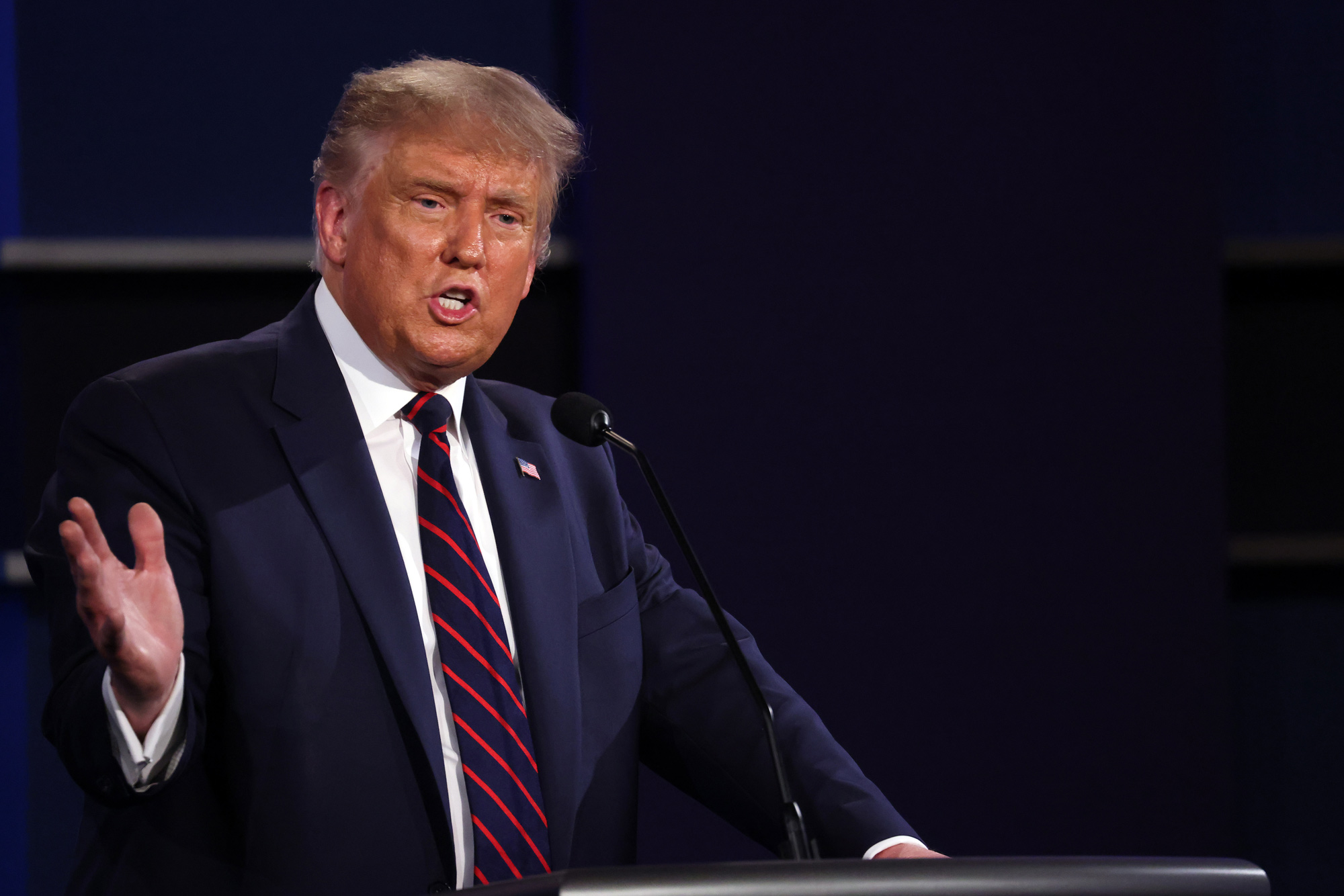 President Donald Trump participates in the first presidential debate at the Health Education Campus of Case Western Reserve University on September 29 in Cleveland, Ohio. 