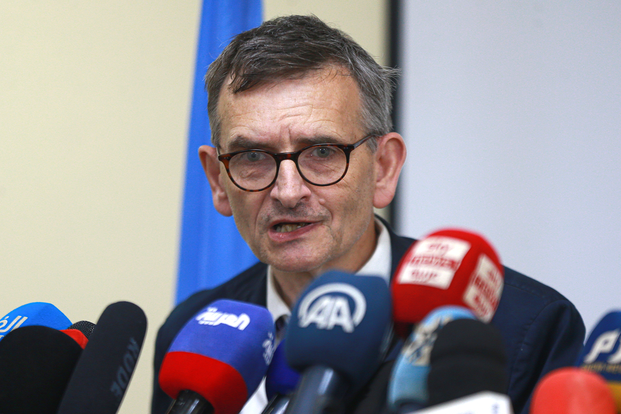 Volker Perthes speaks during a press conference in Khartoum, Sudan, in 2022. 