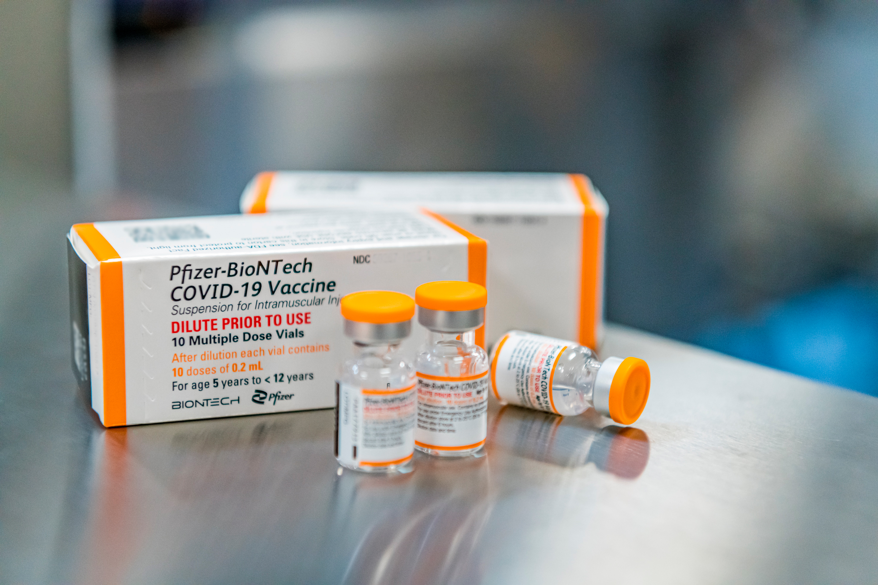 Doses of the Pfizer Covid-19 vaccine for children, in Puurs, Belgium. 