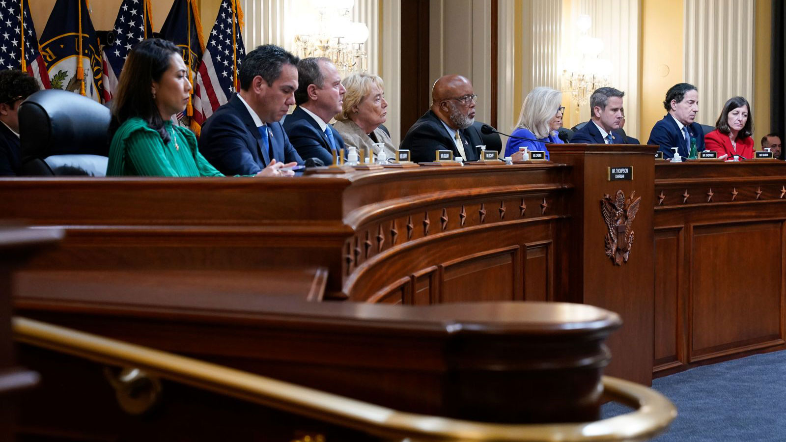 The House select committee is seated at the start of last week's hearing.