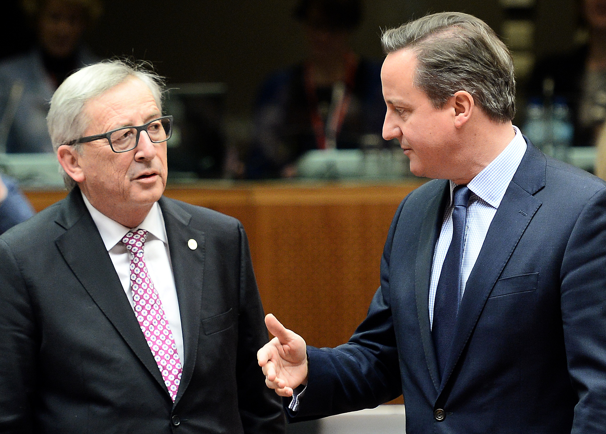 Juncker (left) and David Cameron at an EU summit in 2016.