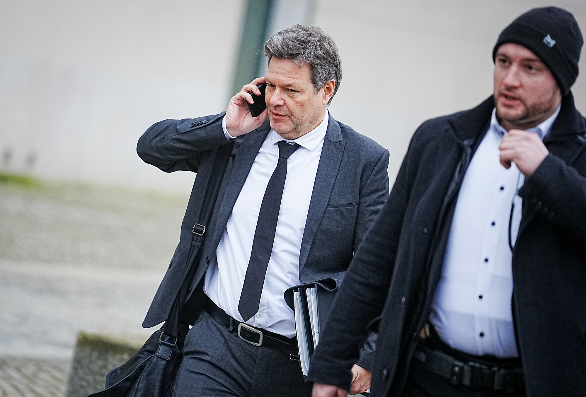 Robert Habeck, federal minister for the economy and climate protection, leaves the chancellor's office after a meeting of the federal cabinet in Berlin, Germany, on January 25.