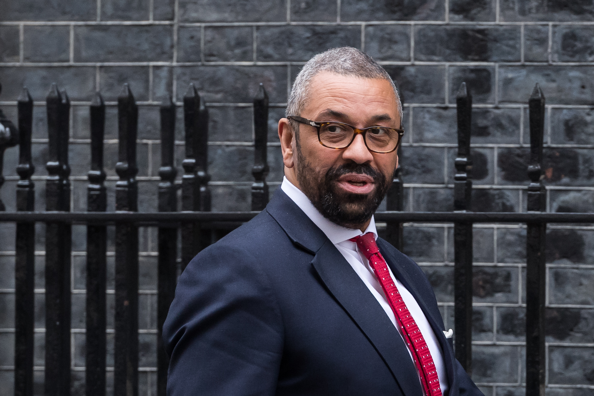 UK Foreign Secretary James Cleverly arrives at 10 Downing Street in London on May 2.