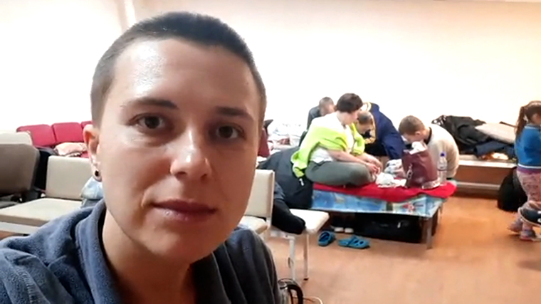 Olena Gnes is sheltering with her children in Ukraine's capital, Kyiv.