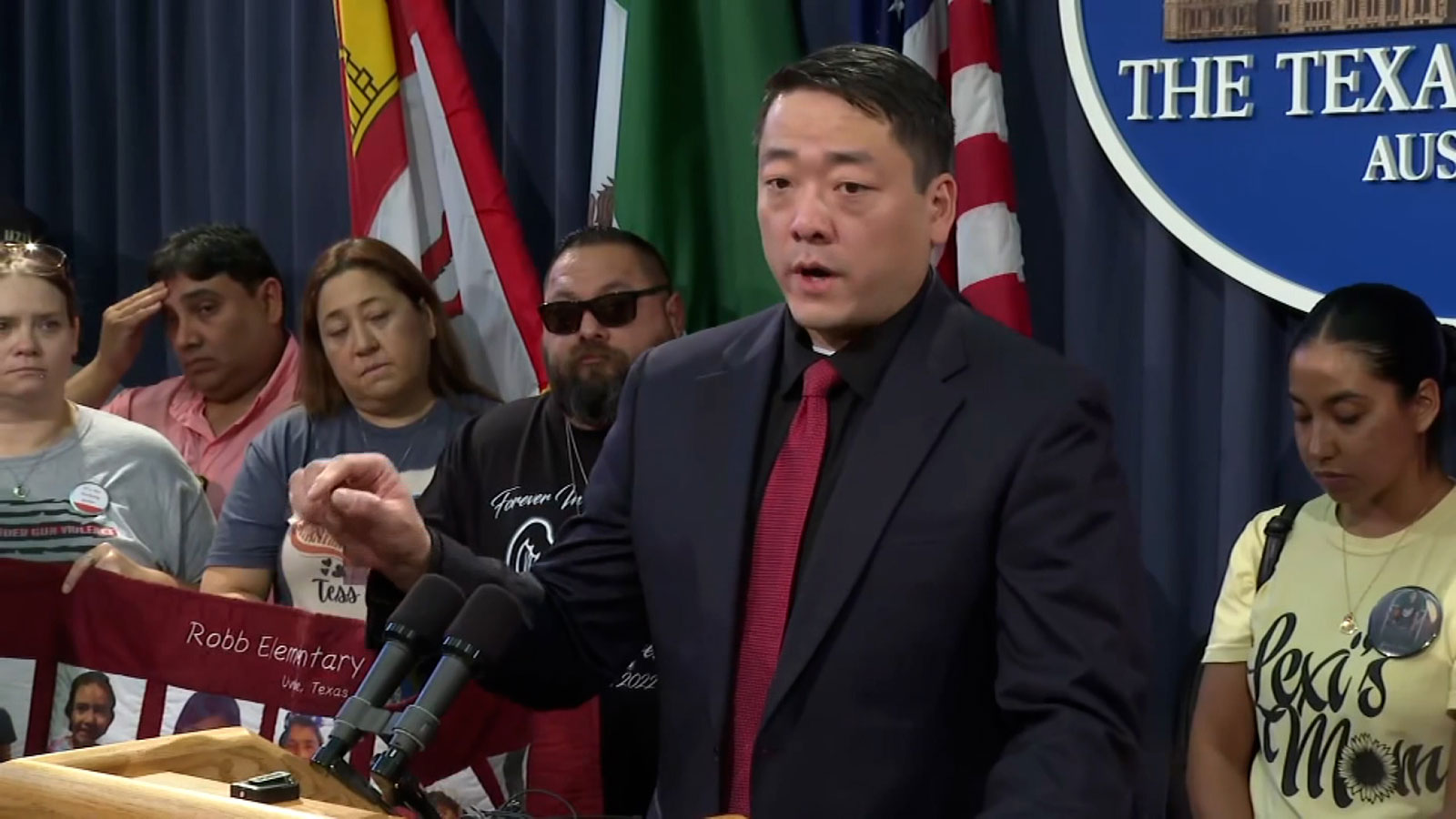 State Rep. Gene Wu speaks during a press conference in Austin, Texas. 