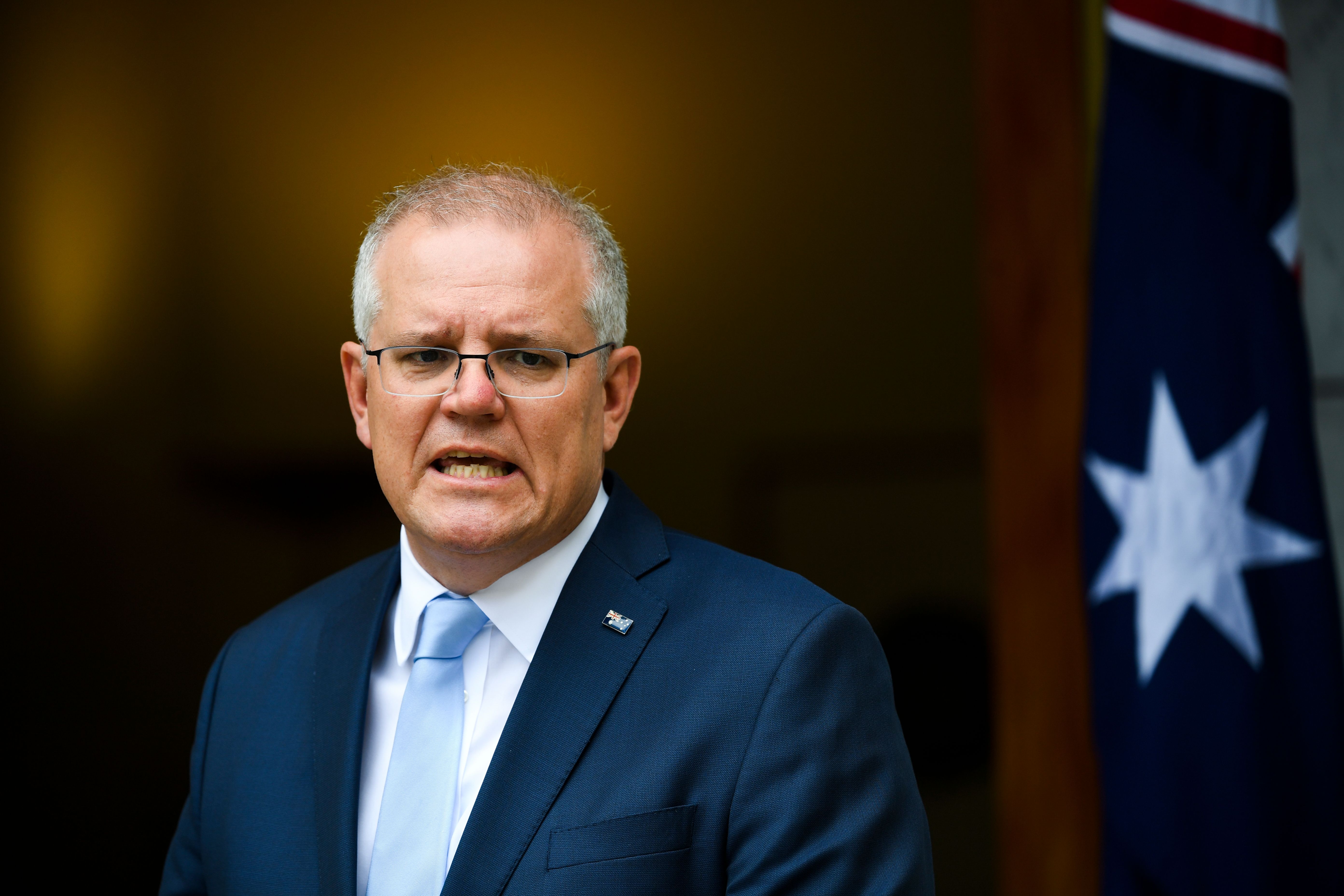 Australian Prime Minister Scott Morrison speaks to the media during a news conference at Parliament House in Canberra, Australia, on January 8.
