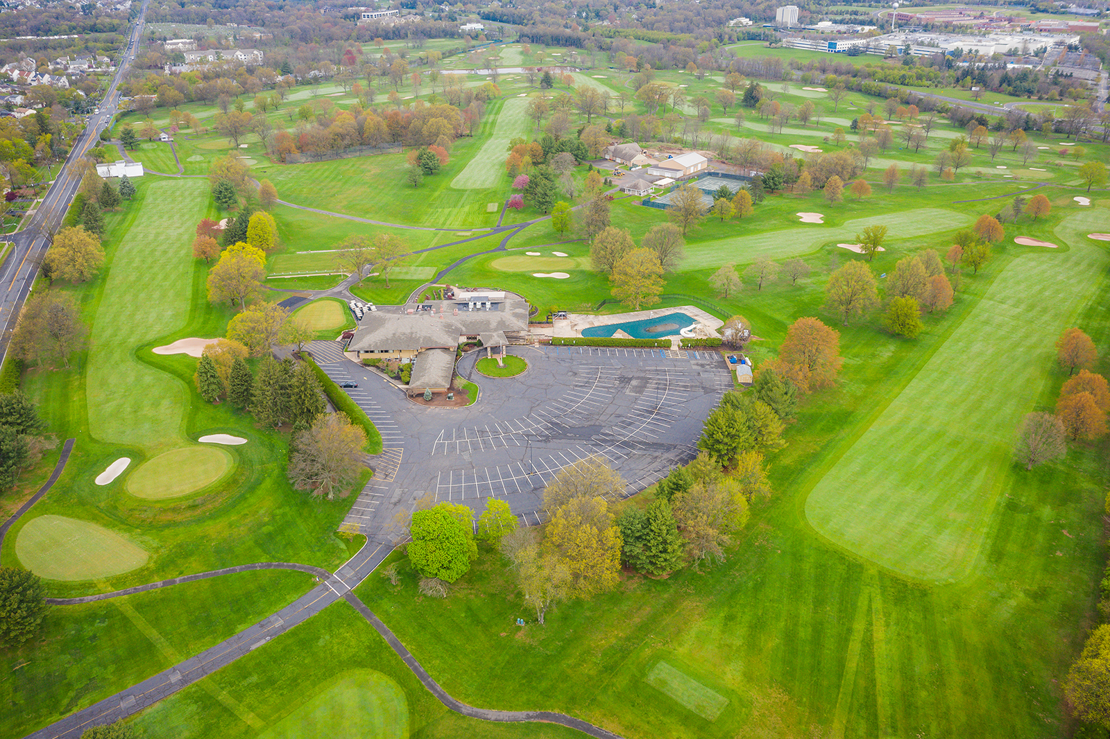 An aerial view of a golf course in New Jersey.