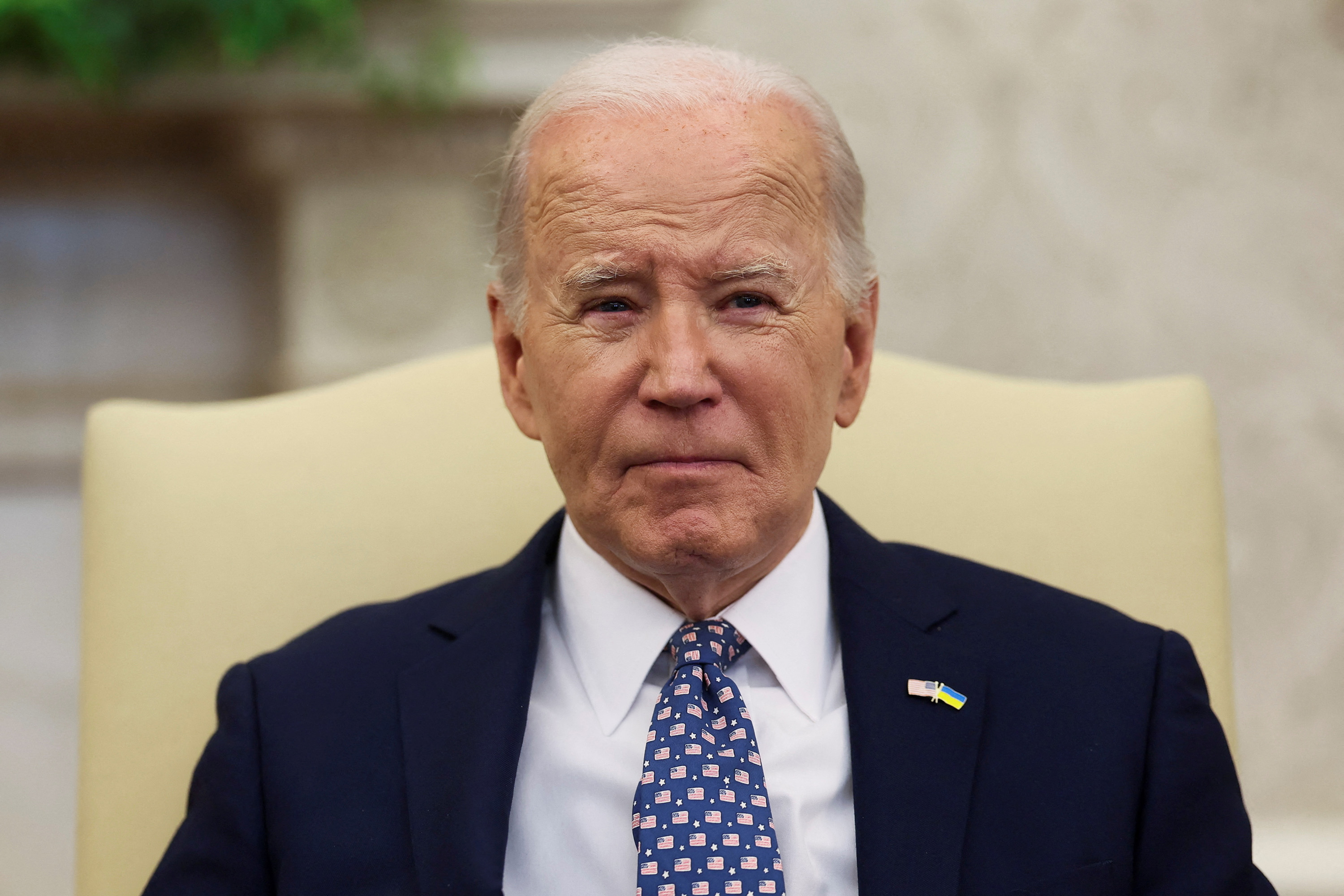 President Joe Biden looks on during a meeting at the White House in Washington, DC, on February 27.