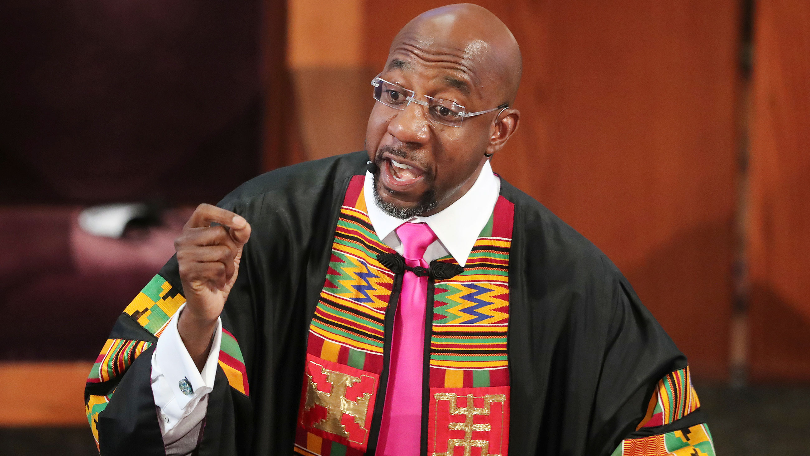 Rev. Raphael G. Warnock delivers the eulogy for Rayshard Brooks in Atlanta on June 23.