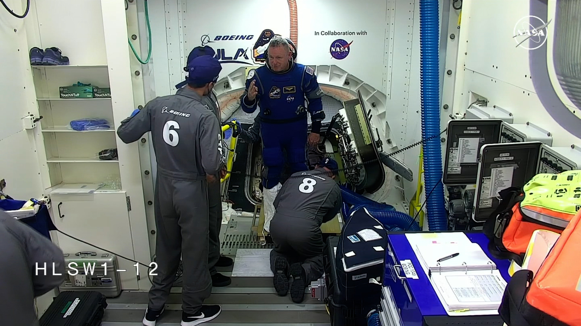 In this screen grab from video, NASA astronaut Butch Wilmore exits the Starliner crew capsule in Cape Canaveral, Florida, on June 1.