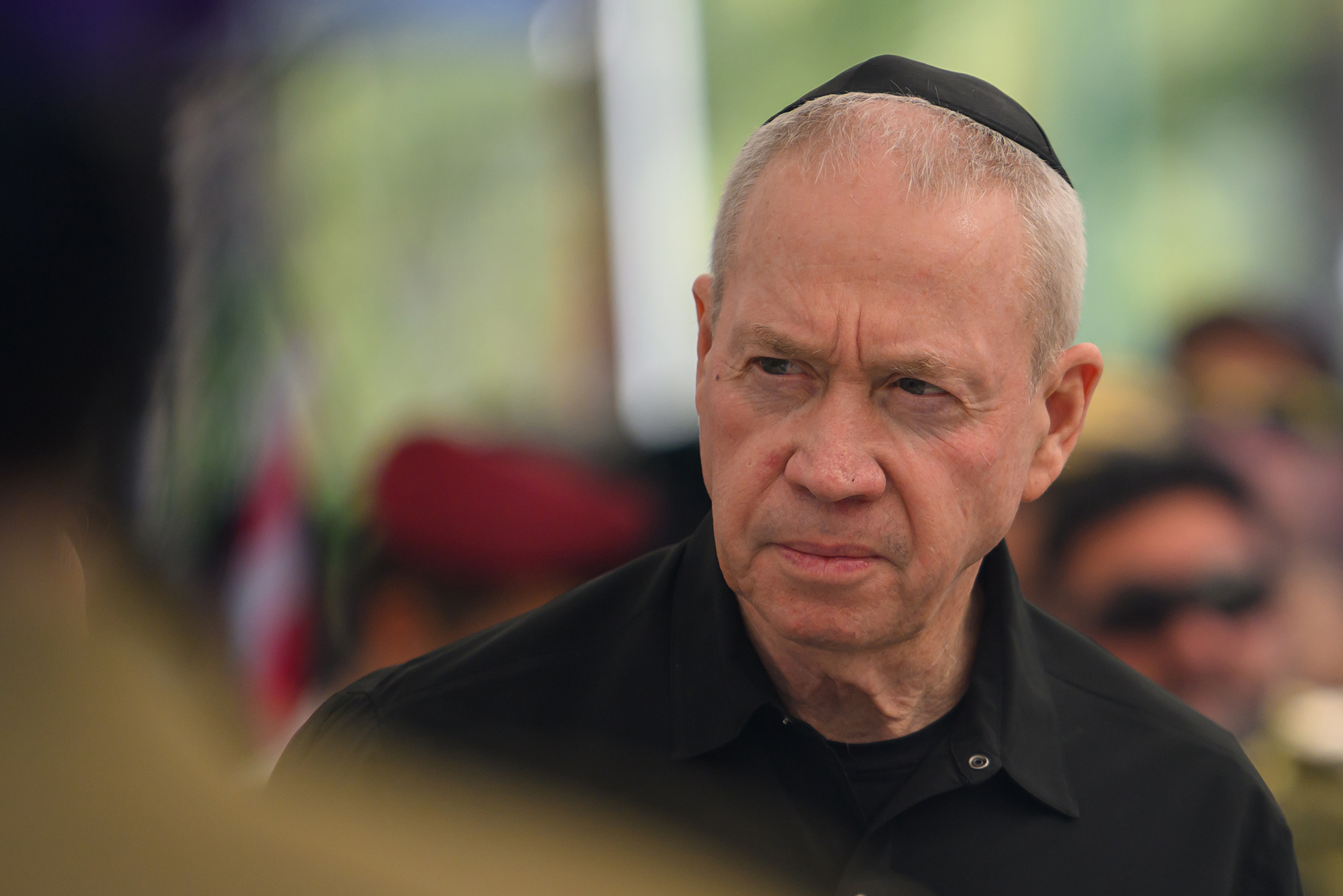 Israeli Defense Minister Yoav Gallant in December 2023 at the Kiryat Shaul cemetery in Tel Aviv, Israel.