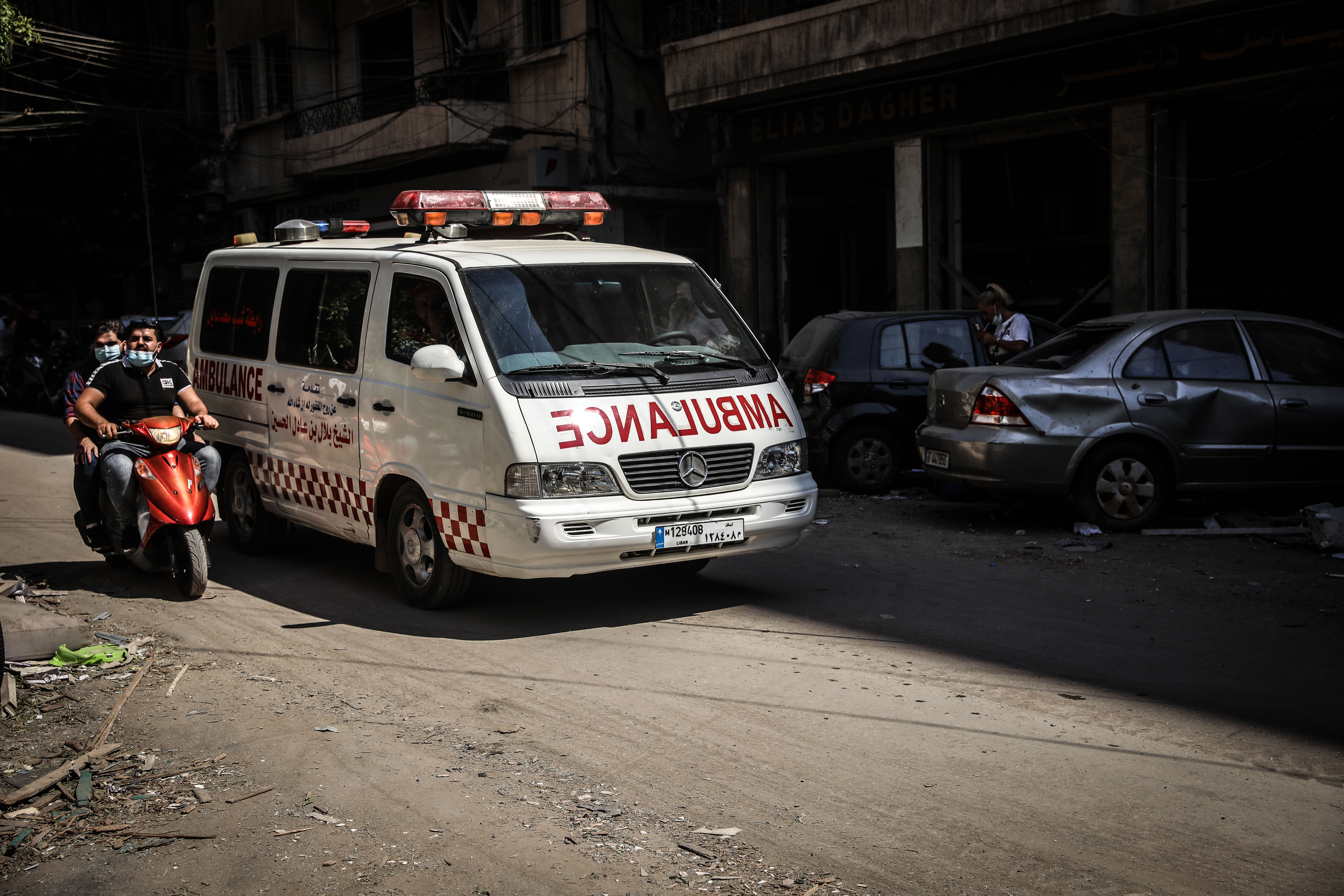 An ambulance is seen in Beirut on August 5.