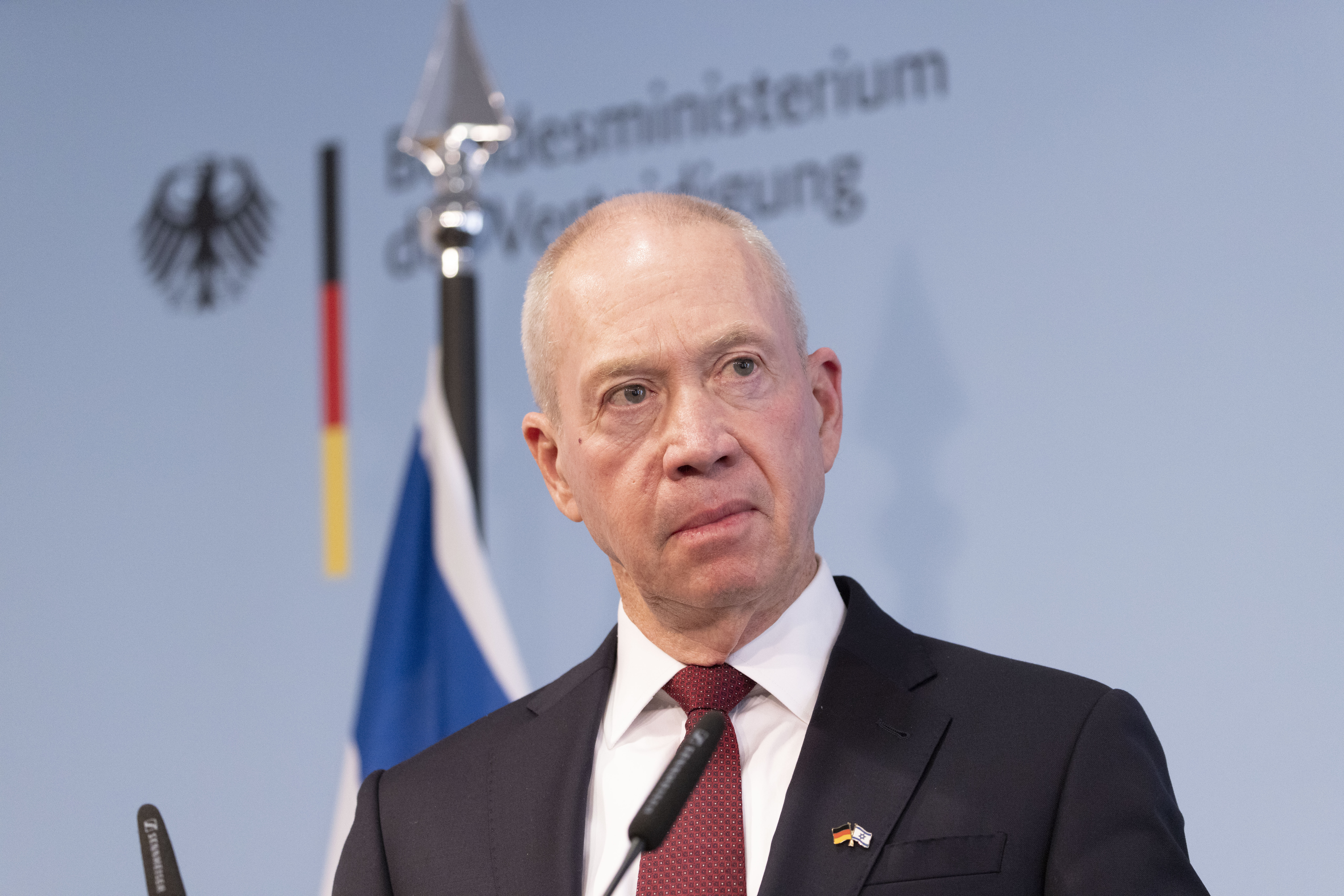 Israeli Defence Minister Yoav Gallant attends a press conference on September 28, in Berlin, Germany.