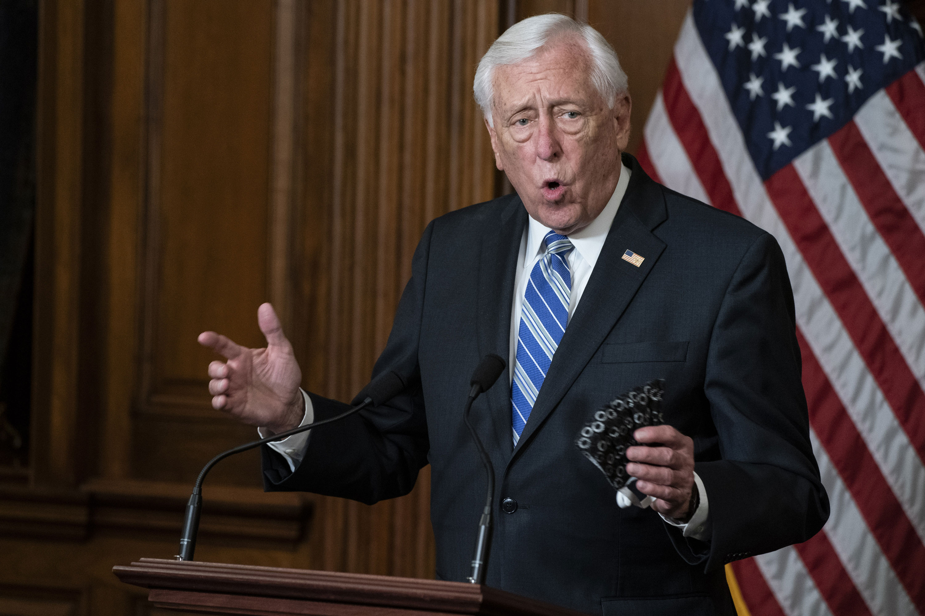 House Majority Leader Steny Hoyer, a Democrat from Maryland, speaks while participating in a signing ceremony in the U.S. Capitol in Washington on April 23. 