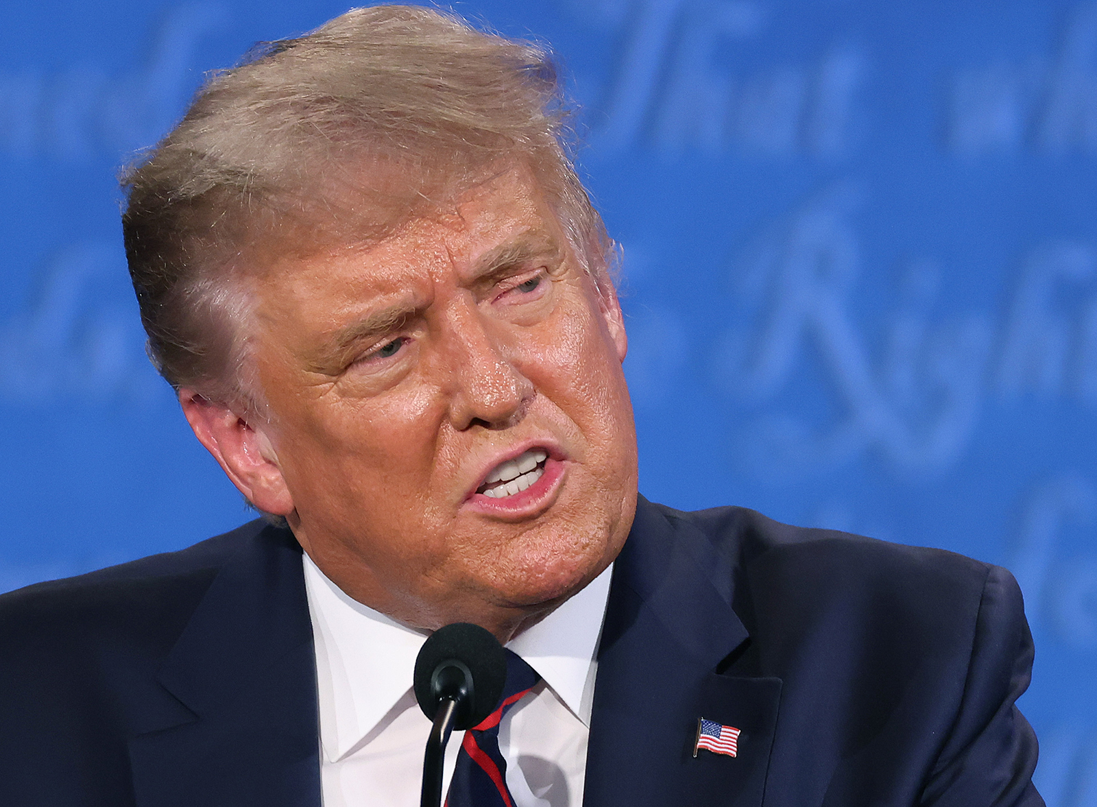 President Donald Trump participates in the first presidential debate against Democratic presidential nominee Joe Biden at the Health Education Campus of Case Western Reserve University on September 29, in Cleveland, Ohio.