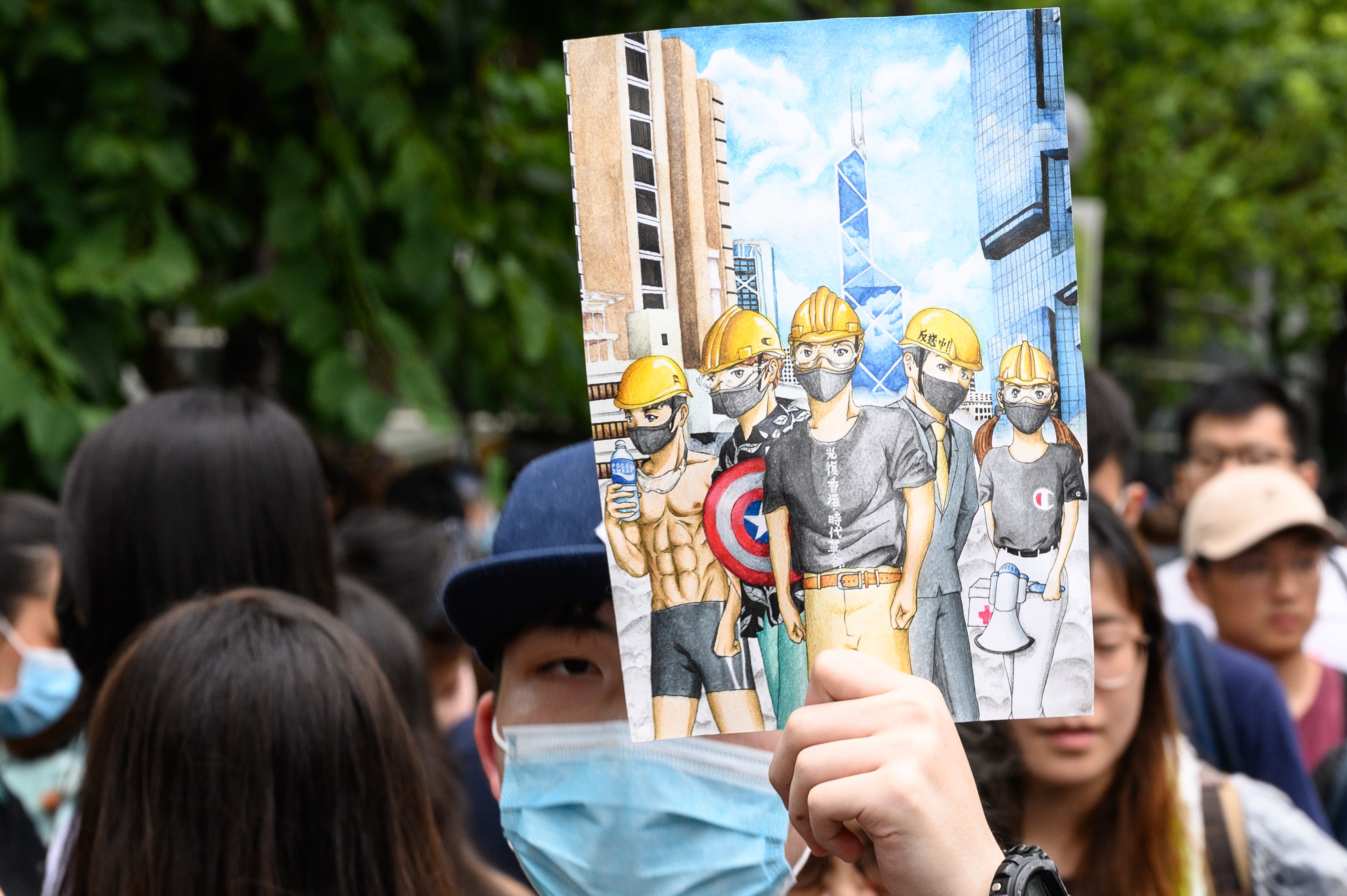 Students attend a school boycott rally at the Chinese University of Hong Kong on September 2, 2019. 