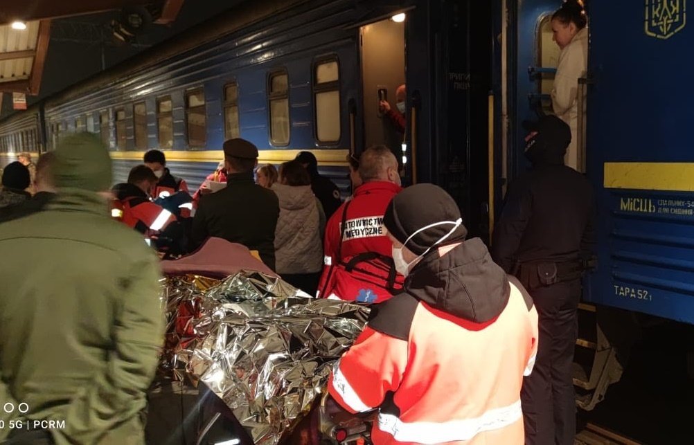 80 disabled children evacuated from Ukraine to Poland via train on March 30.